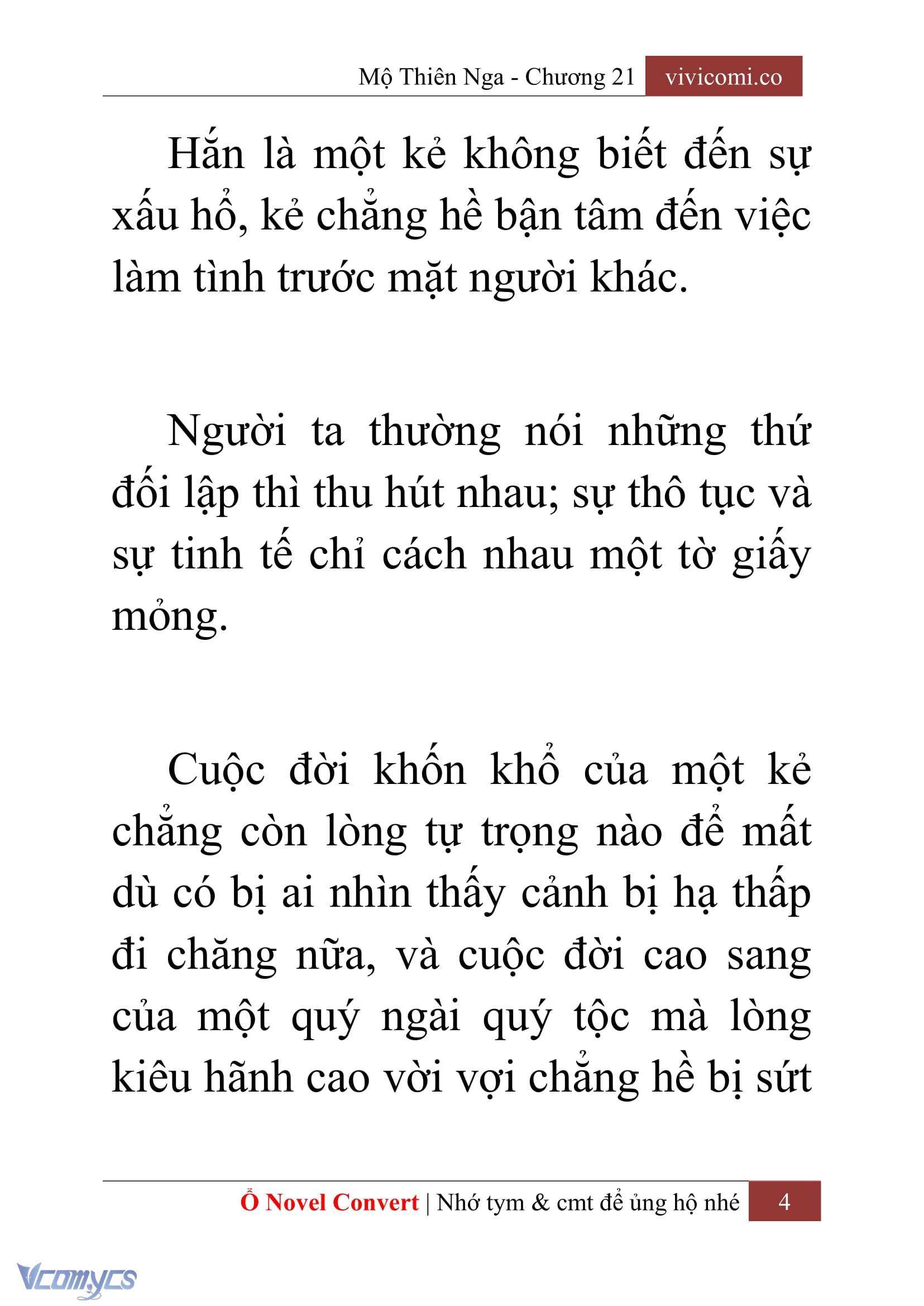 [Novel] Mộ Thiên Nga Chap 21 - Next Chap 22