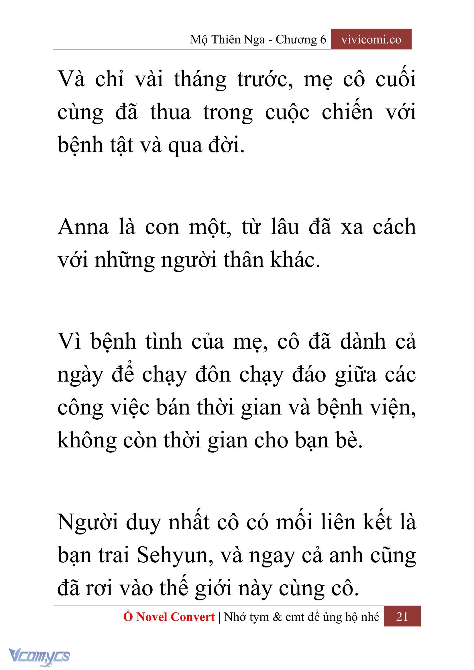 [Novel] Mộ Thiên Nga Chap 6 - Trang 2
