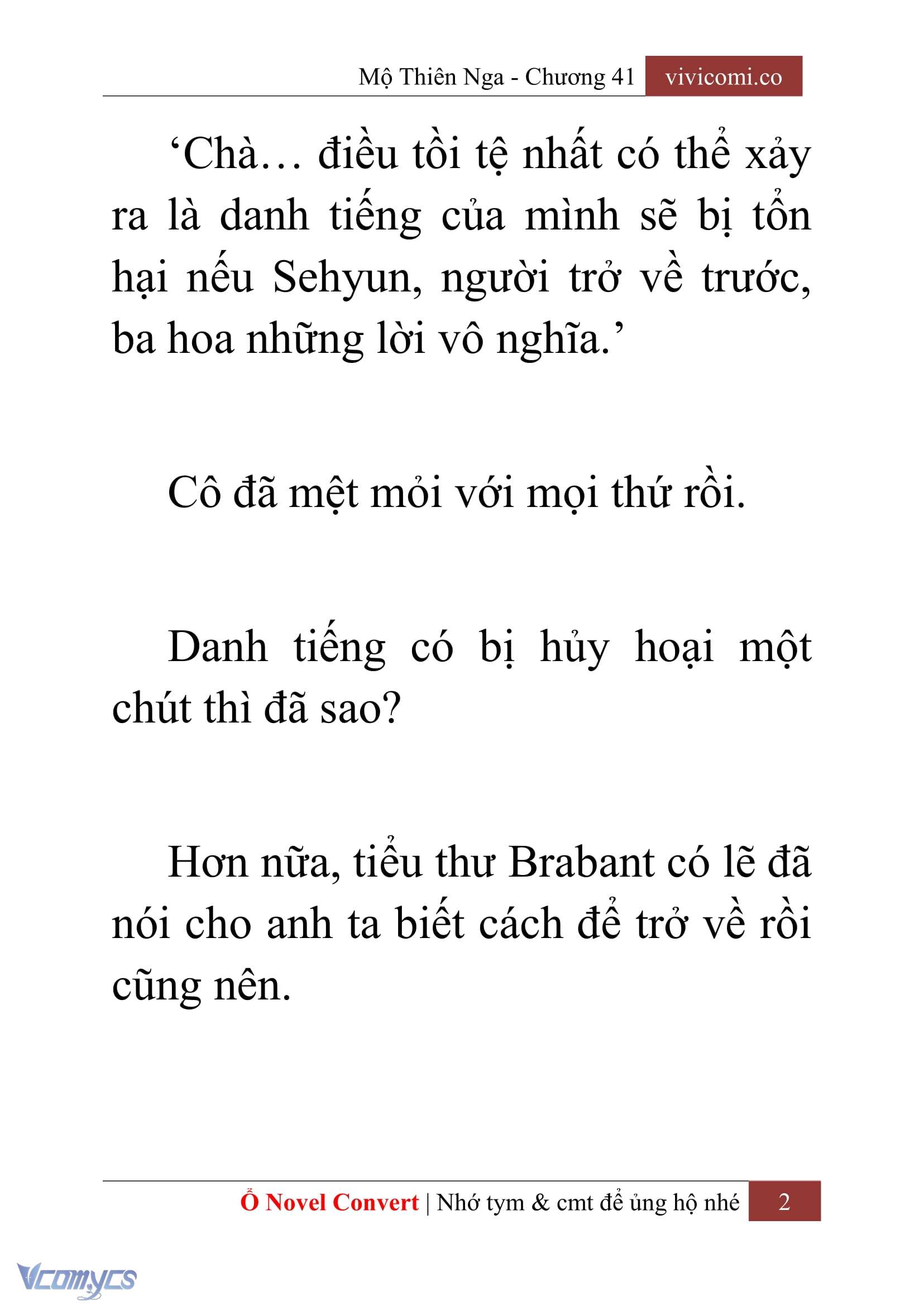 [Novel] Mộ Thiên Nga Chap 41 - Trang 2