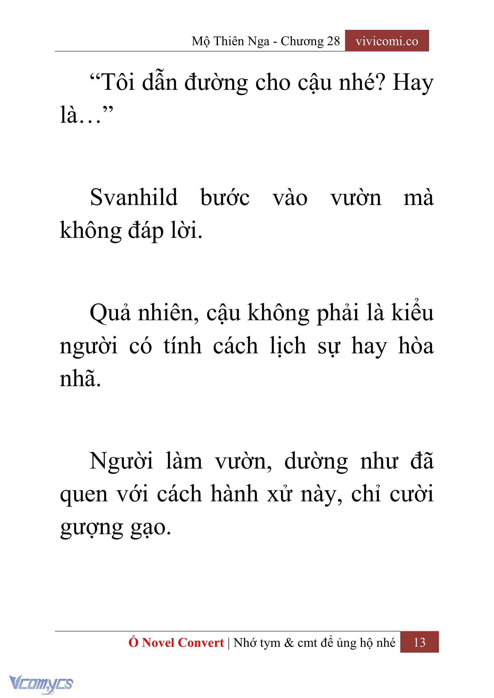 [Novel] Mộ Thiên Nga Chap 28 - Next Chap 29