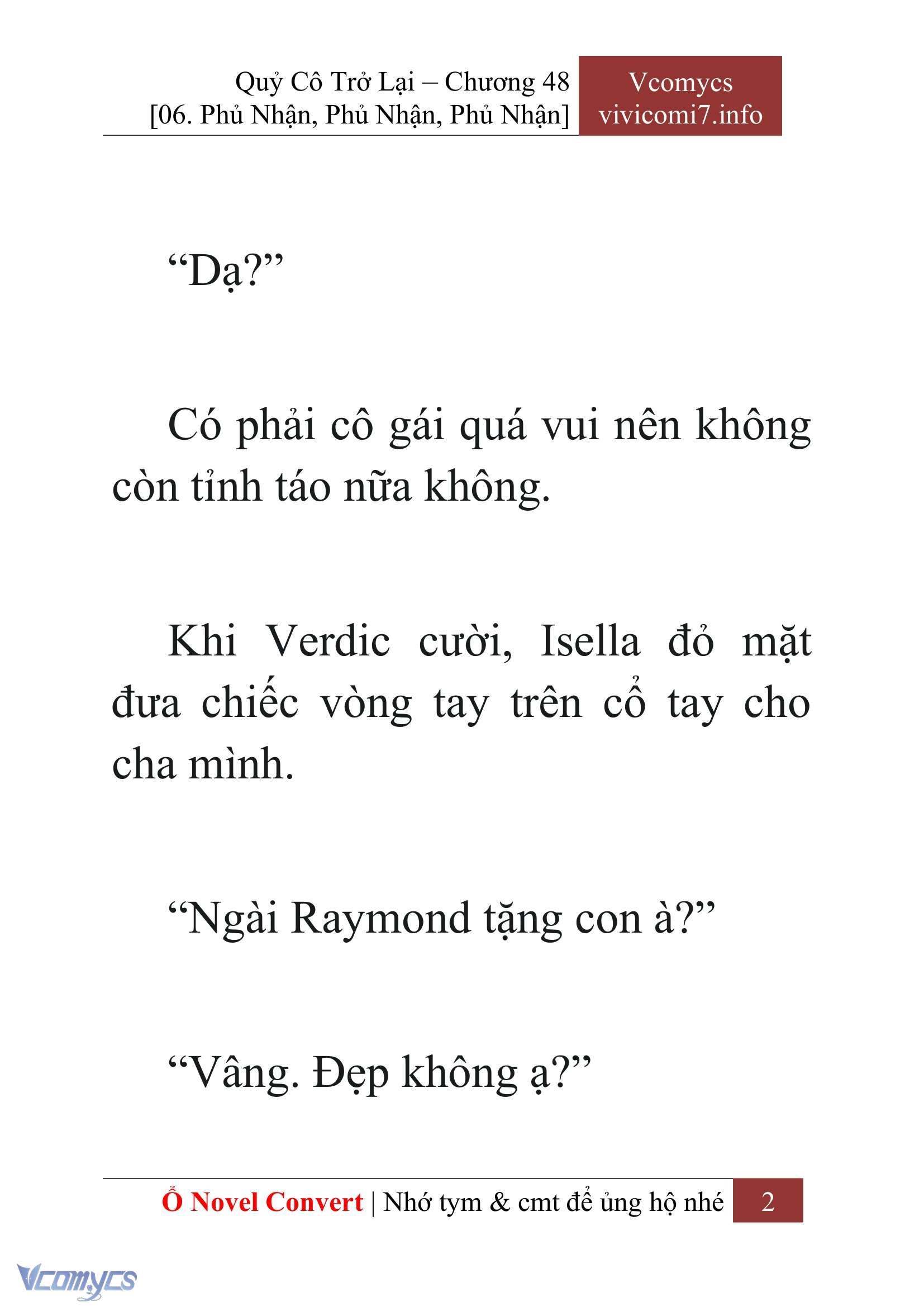 [Novel] Quý Cô Trở Lại Chap 48 - Trang 2
