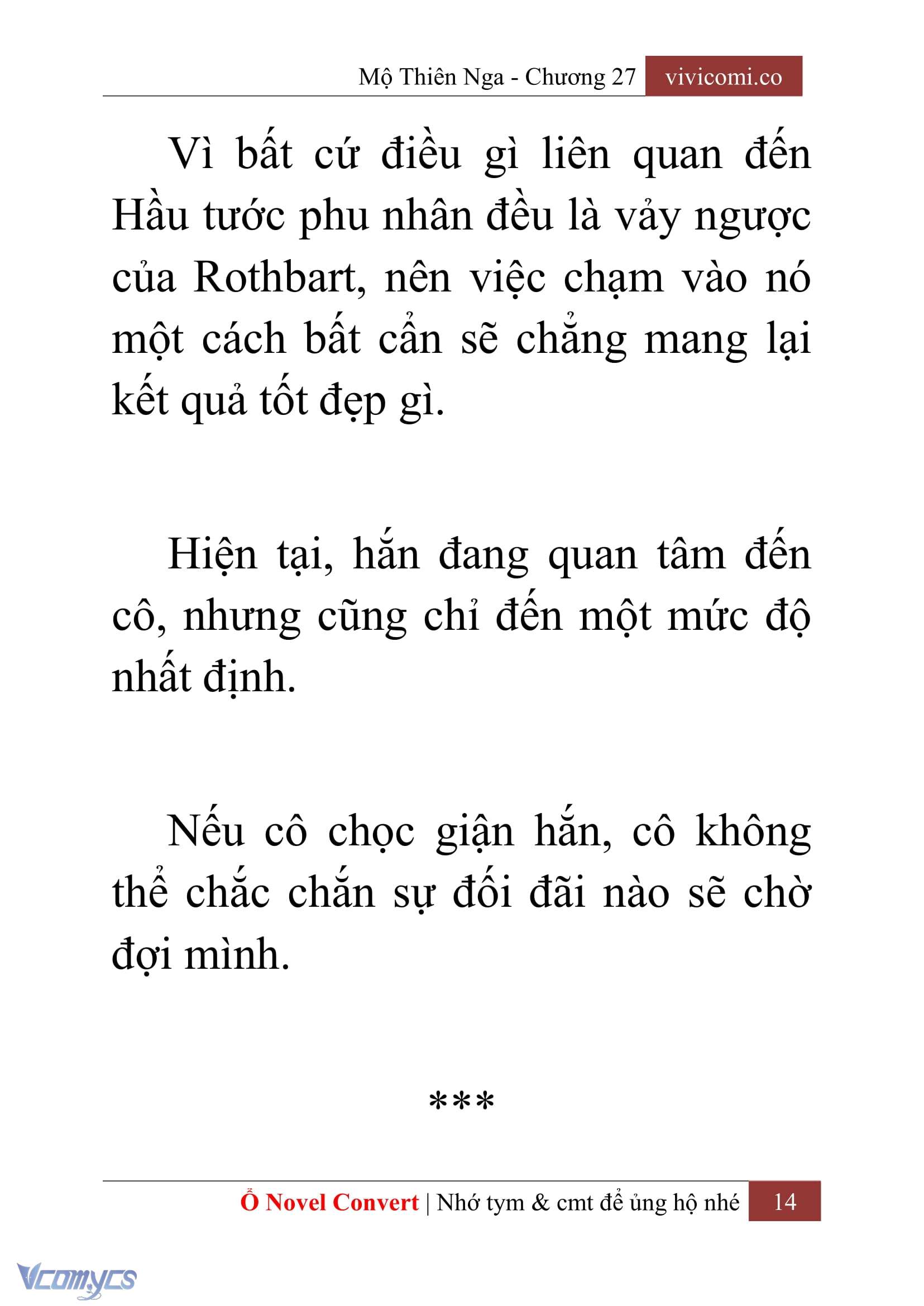 [Novel] Mộ Thiên Nga Chap 27 - Next Chap 28