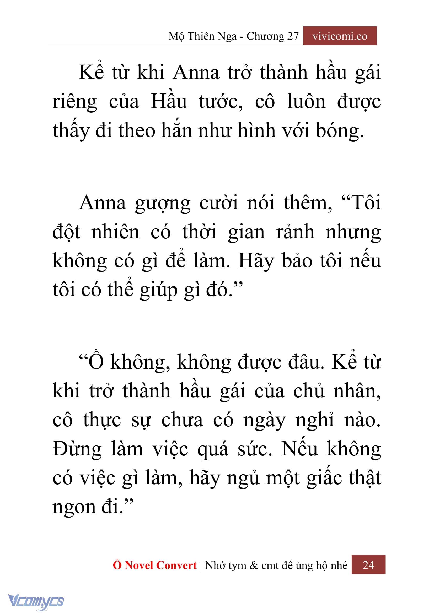[Novel] Mộ Thiên Nga Chap 27 - Next Chap 28