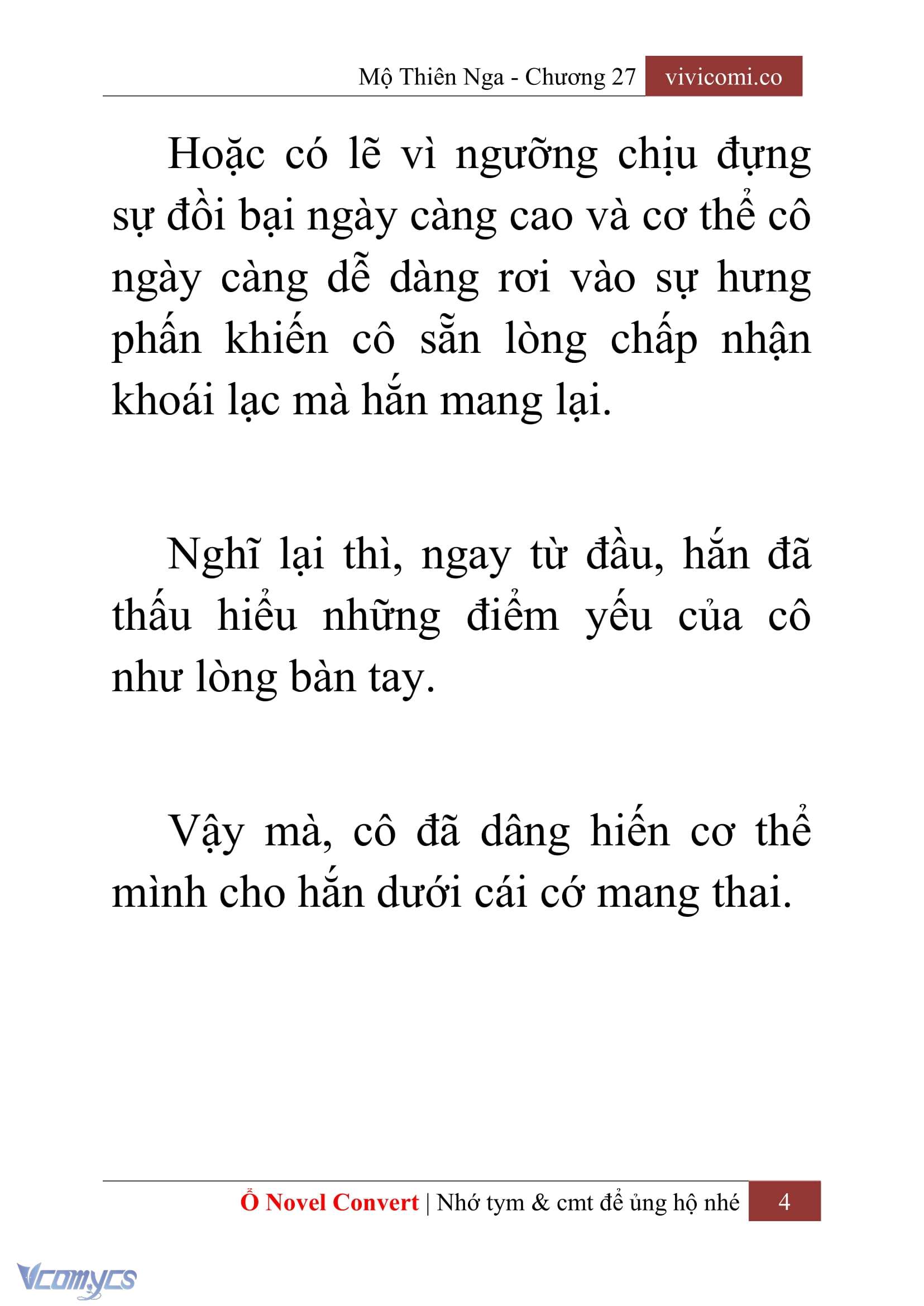 [Novel] Mộ Thiên Nga Chap 27 - Next Chap 28