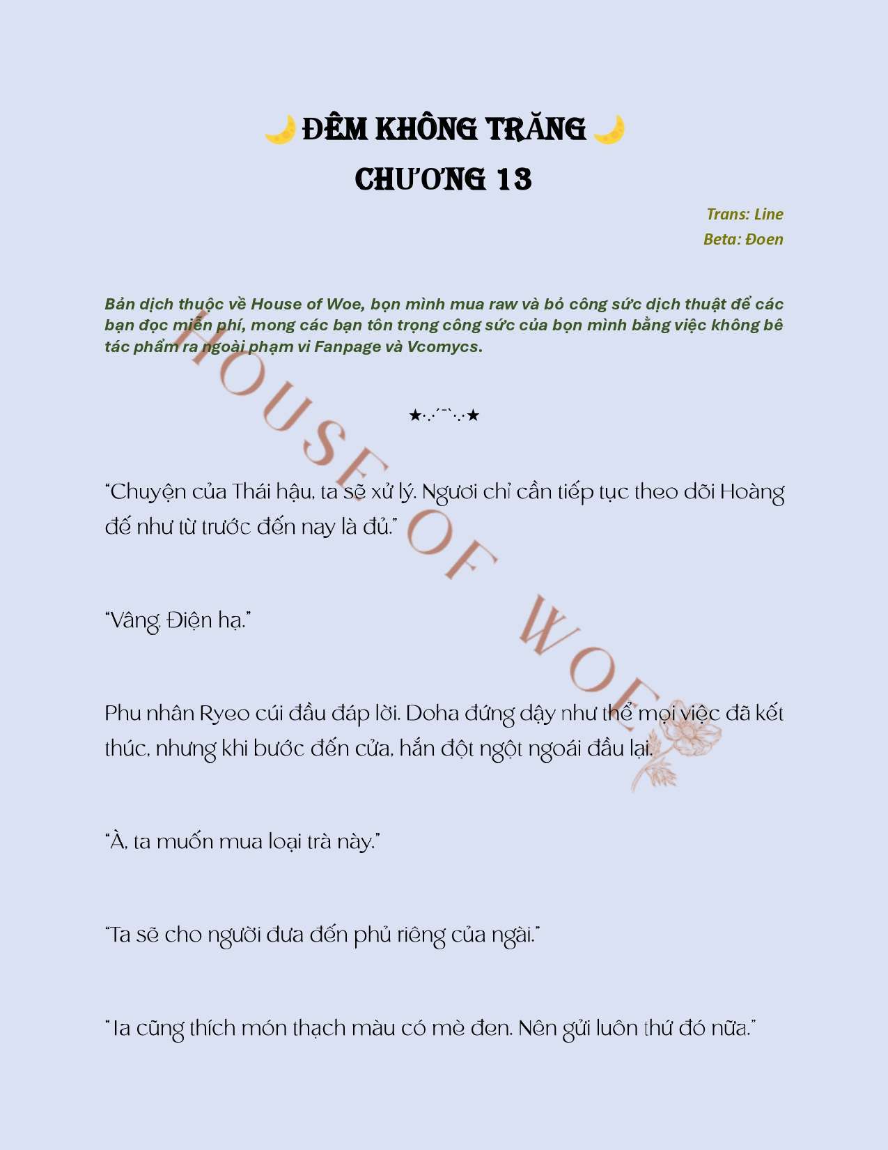 [NOVEL] ĐÊM KHÔNG TRĂNG Chap 13 - Next Chap 14