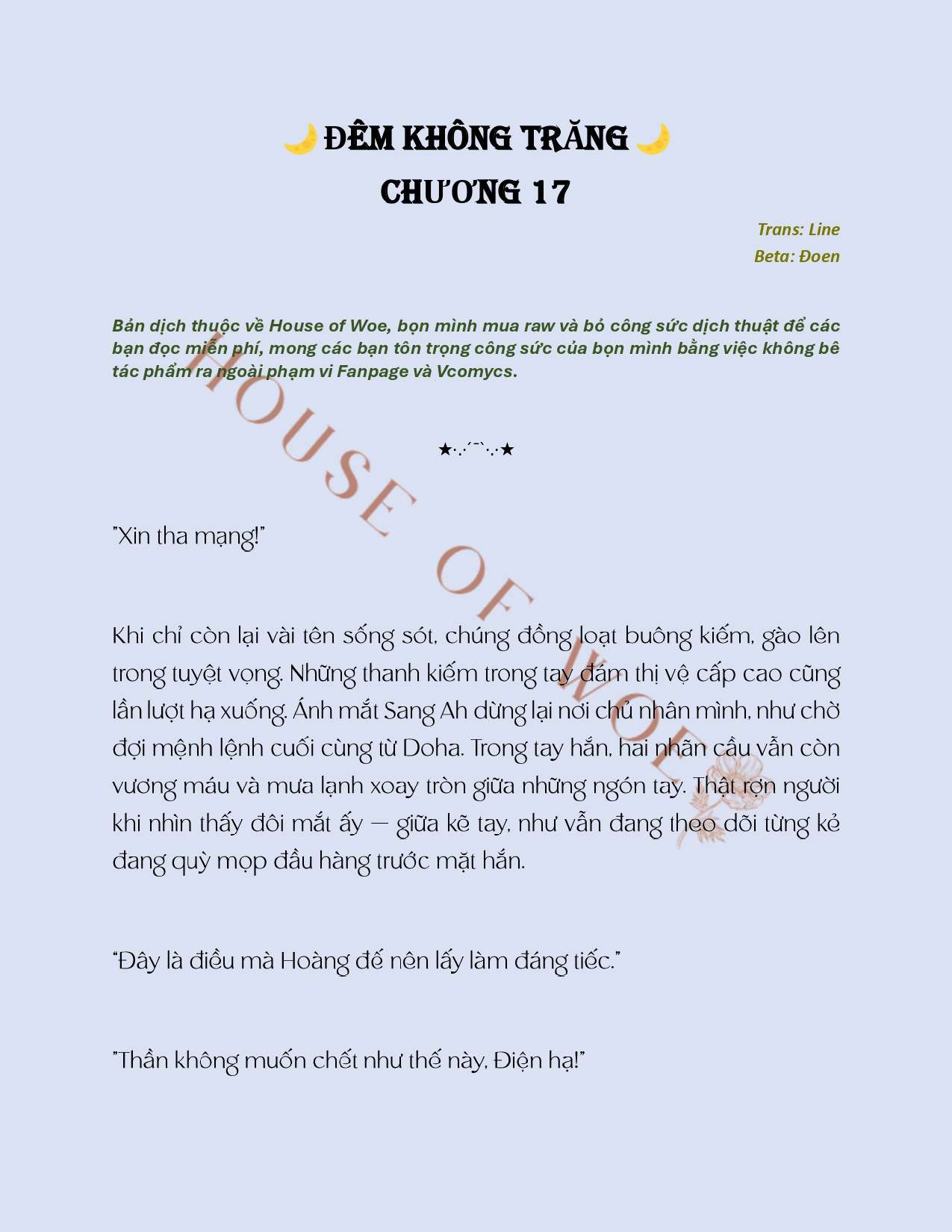 [NOVEL] ĐÊM KHÔNG TRĂNG Chap 17 - Next 