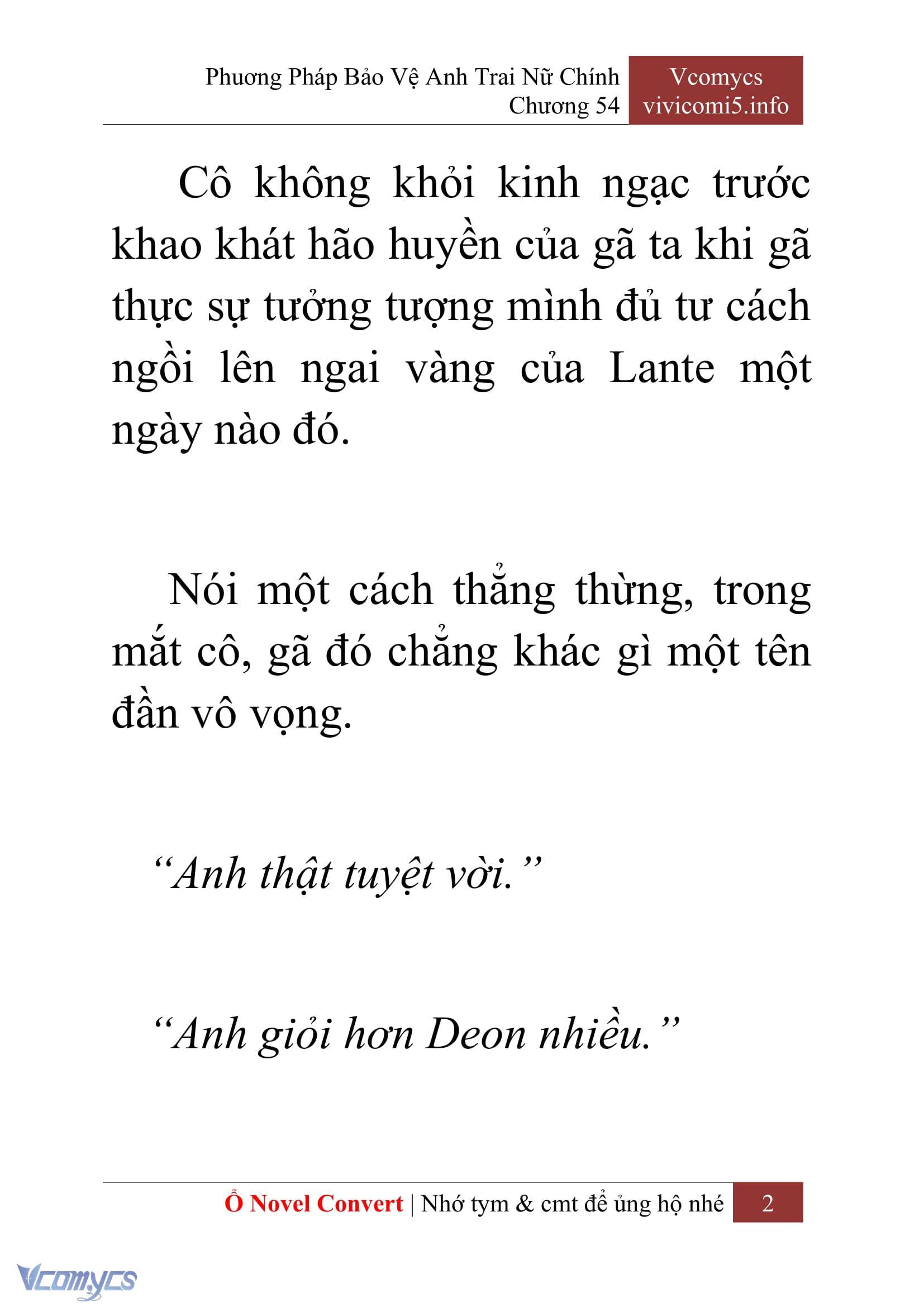 [Novel] Phương Pháp Bảo Vệ Anh Trai Nữ Chính Chap 54 - Trang 2