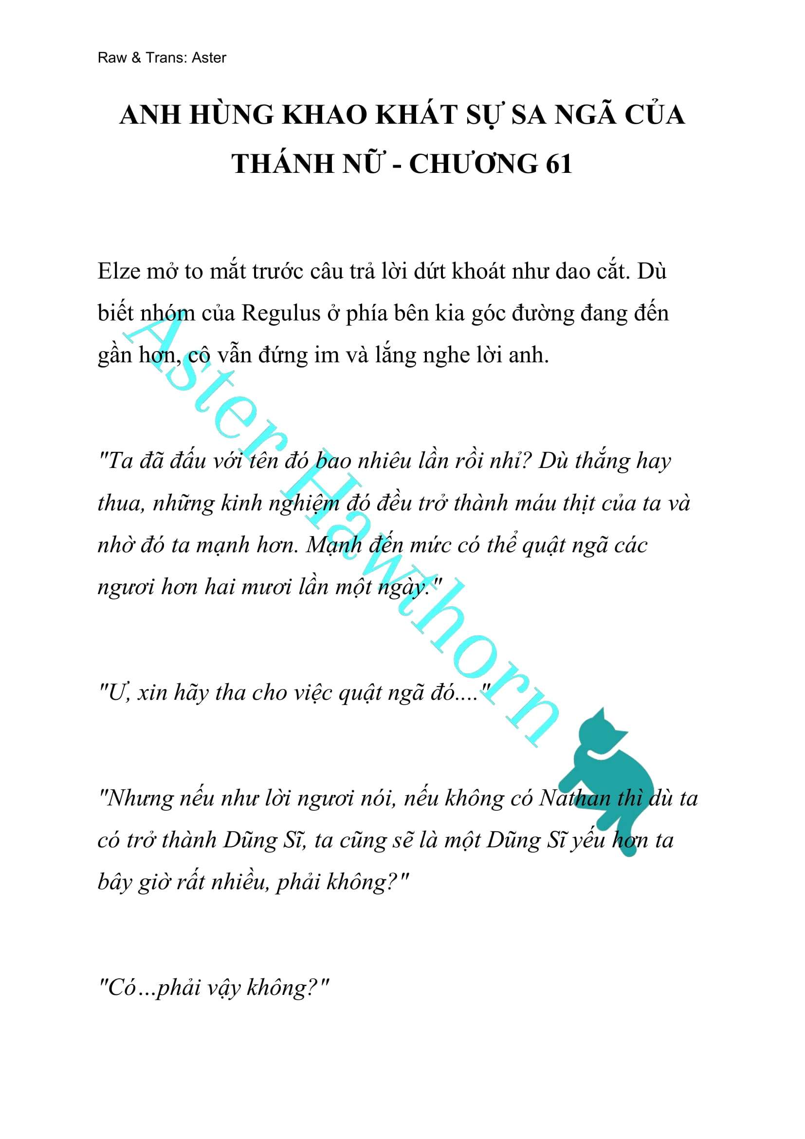 [NOVEL] Anh Hùng Khao Khát Sự Sa Ngã Của Thánh Nữ Chap 61 - Next Chap 62