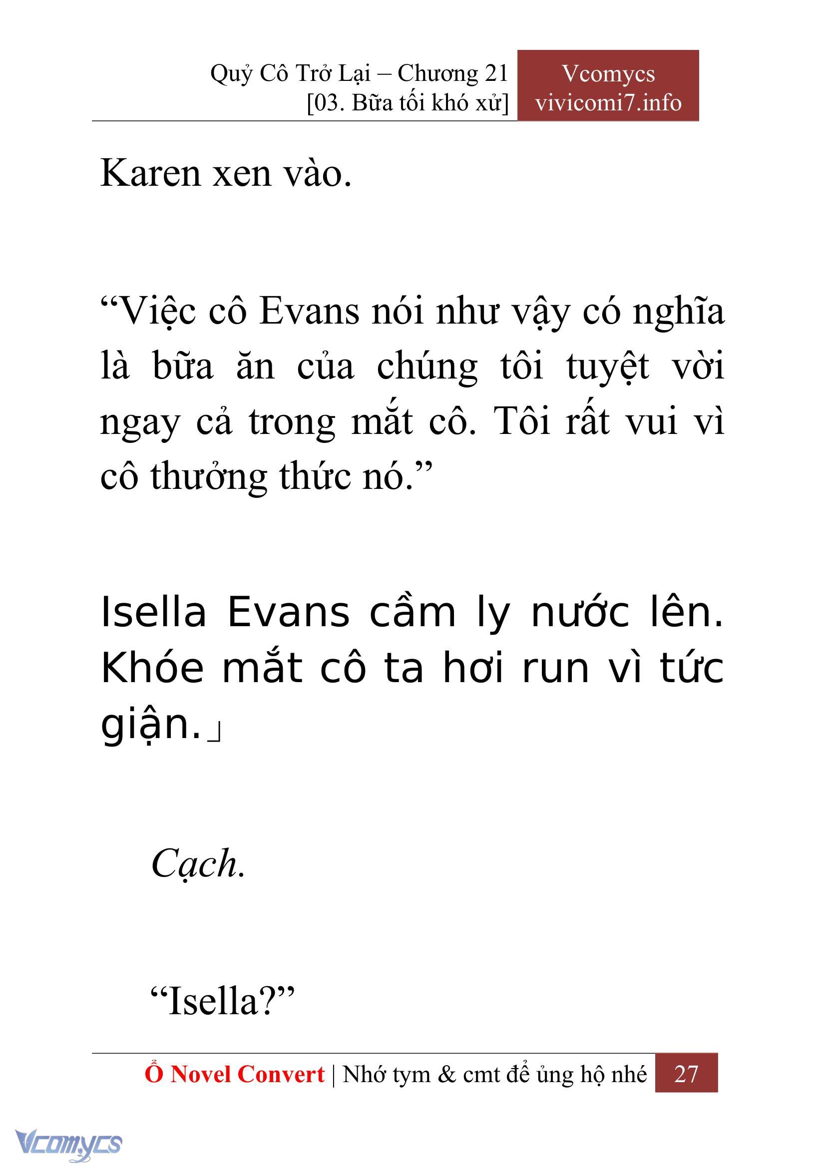 [Novel] Quý Cô Trở Lại Chap 21 - Next Chap 22