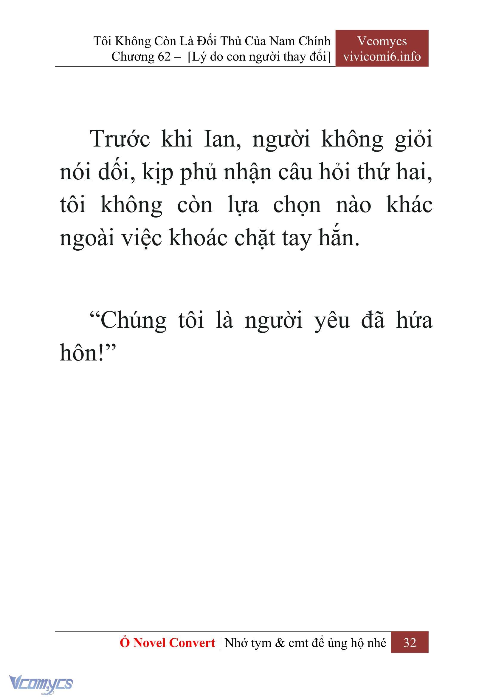 [Novel] Tôi Không Còn Là Đối Thủ Của Nam Chính Chap 62 - Next Chap 63