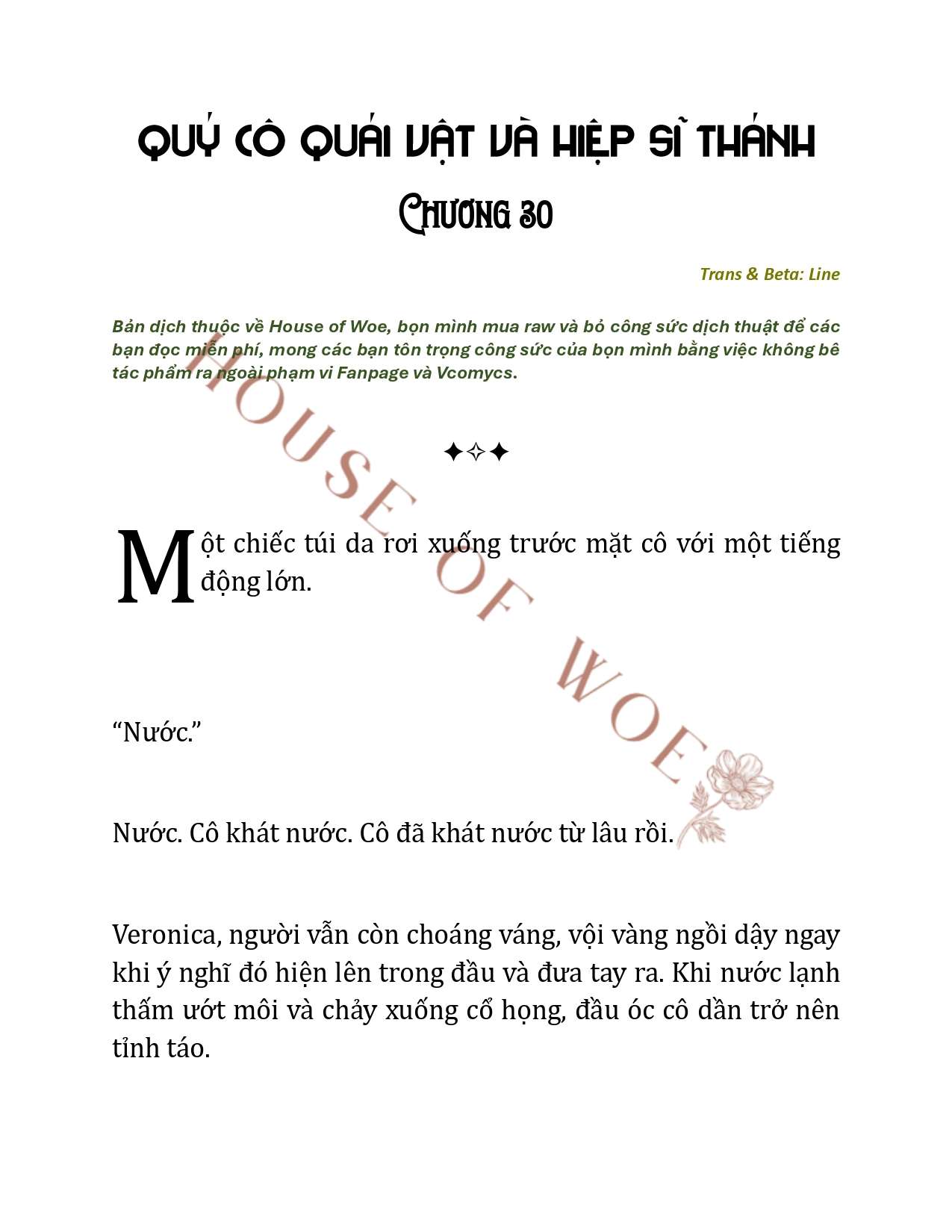 [NOVEL] QUÝ CÔ QUÁI VẬT VÀ HIỆP SĨ THÁNH Chap 30 - Next Chap 31