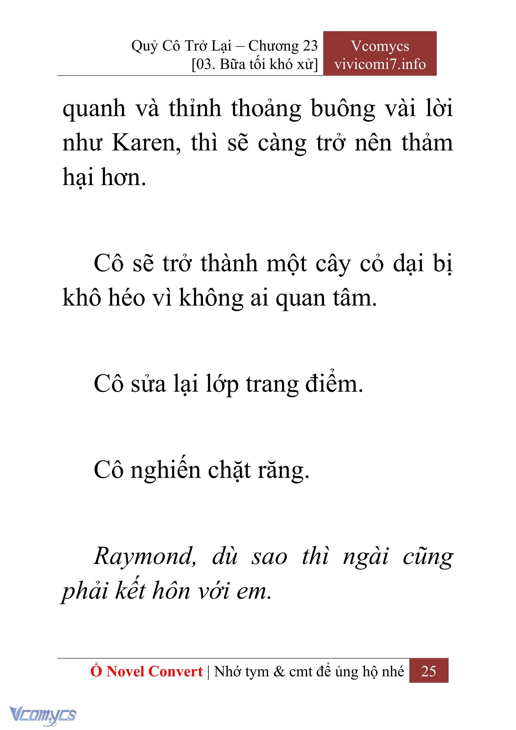 [Novel] Quý Cô Trở Lại Chap 23 - Next Chap 24