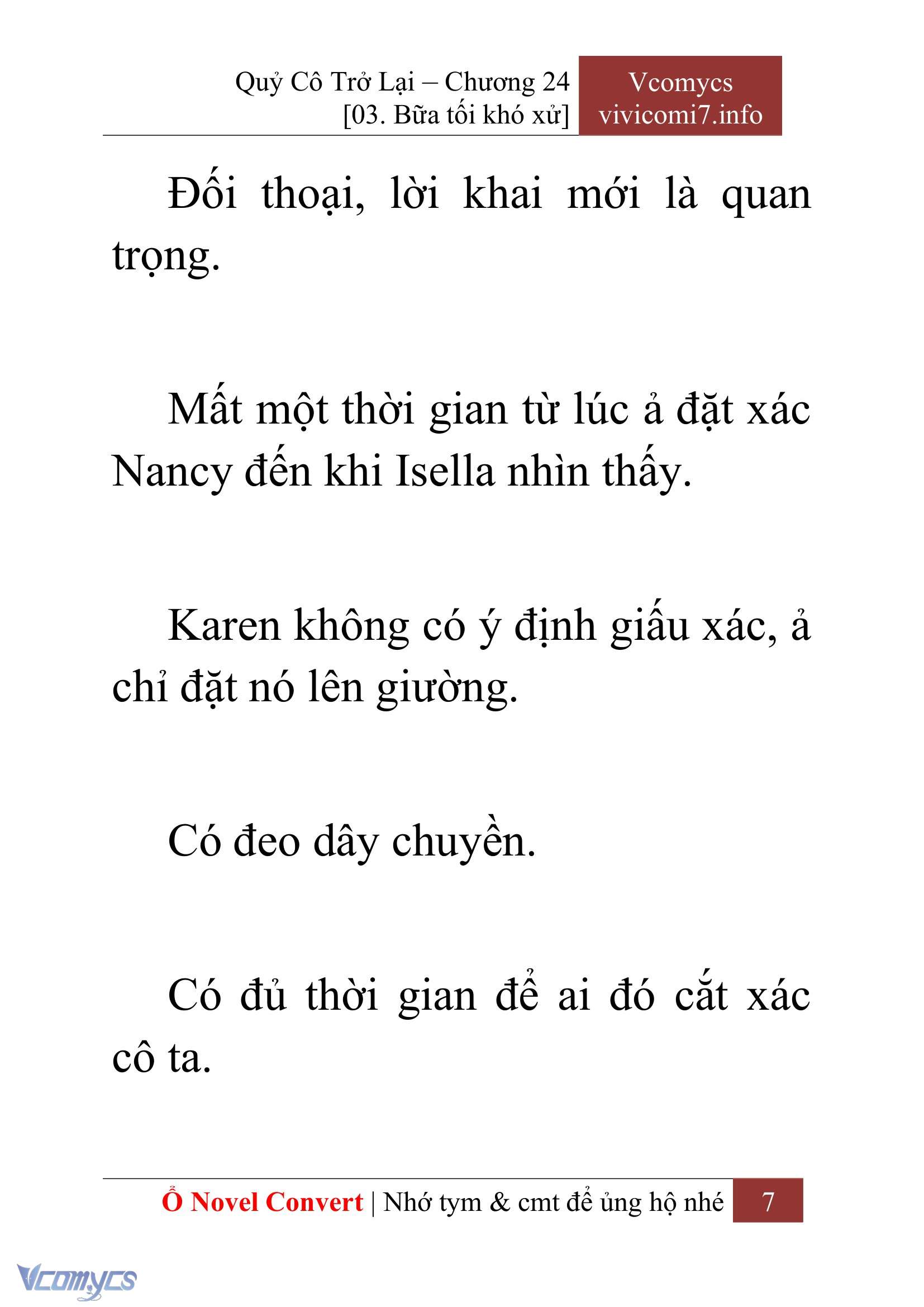 [Novel] Quý Cô Trở Lại Chap 24 - Next 