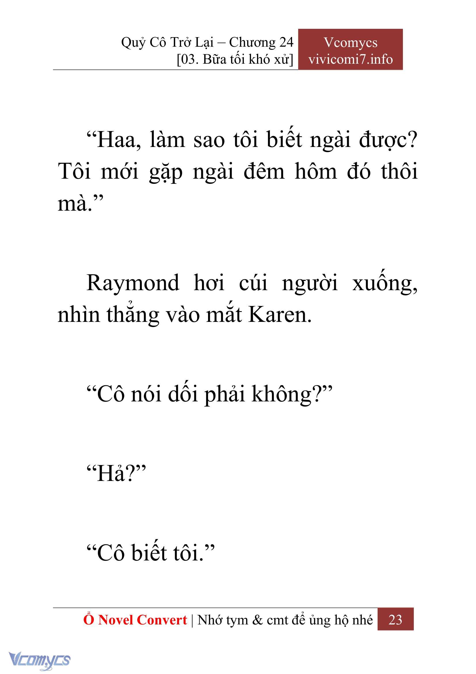 [Novel] Quý Cô Trở Lại Chap 24 - Next 