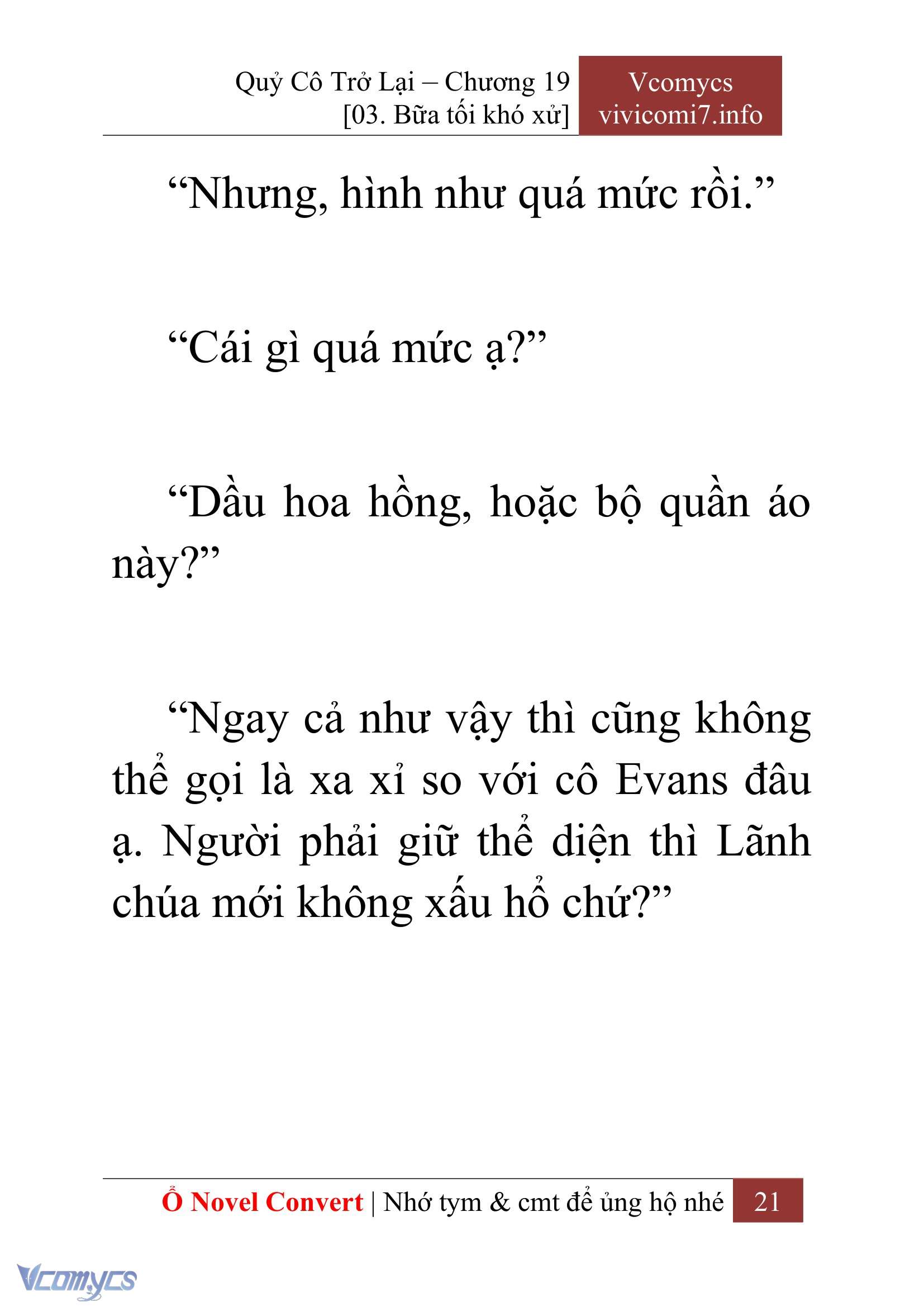 [Novel] Quý Cô Trở Lại Chap 19 - Next Chap 20
