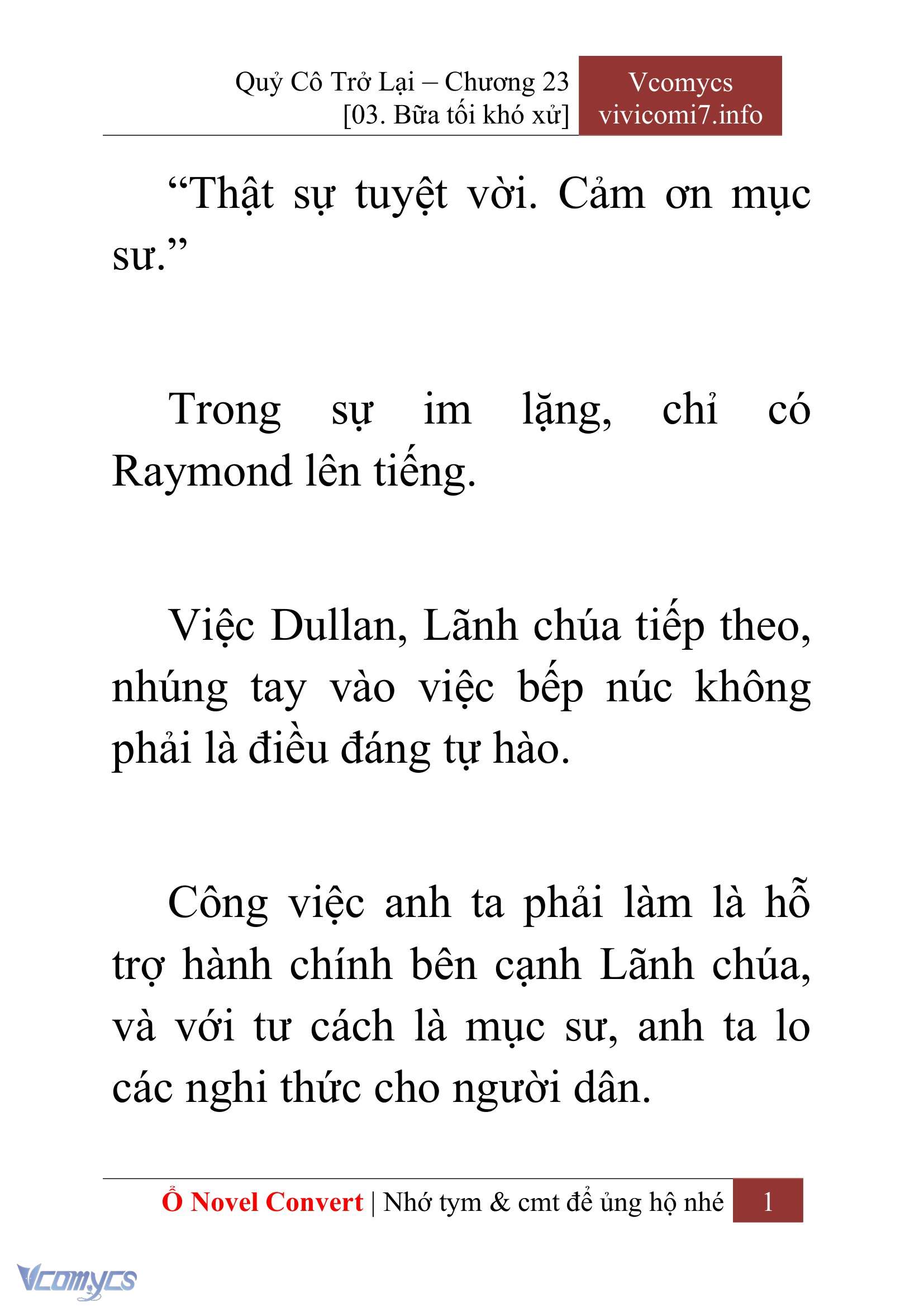 [Novel] Quý Cô Trở Lại Chap 23 - Next Chap 24