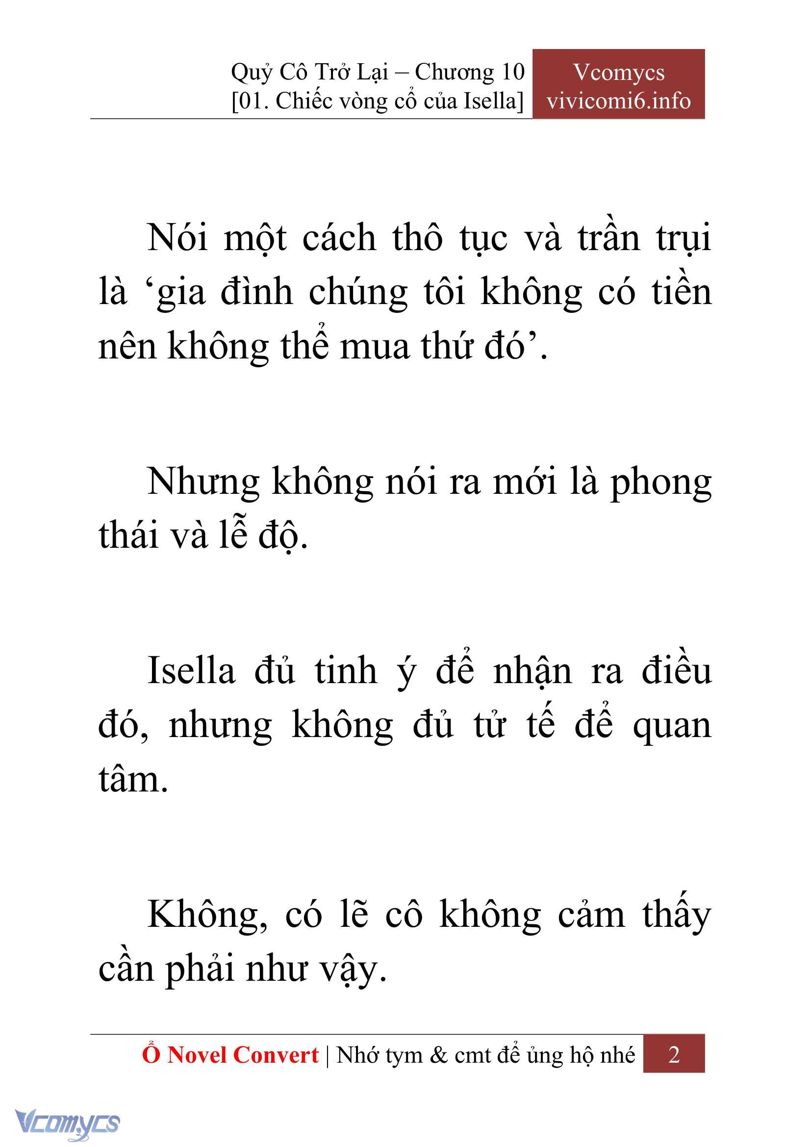 [Novel] Quý Cô Trở Lại Chap 10 - Trang 2