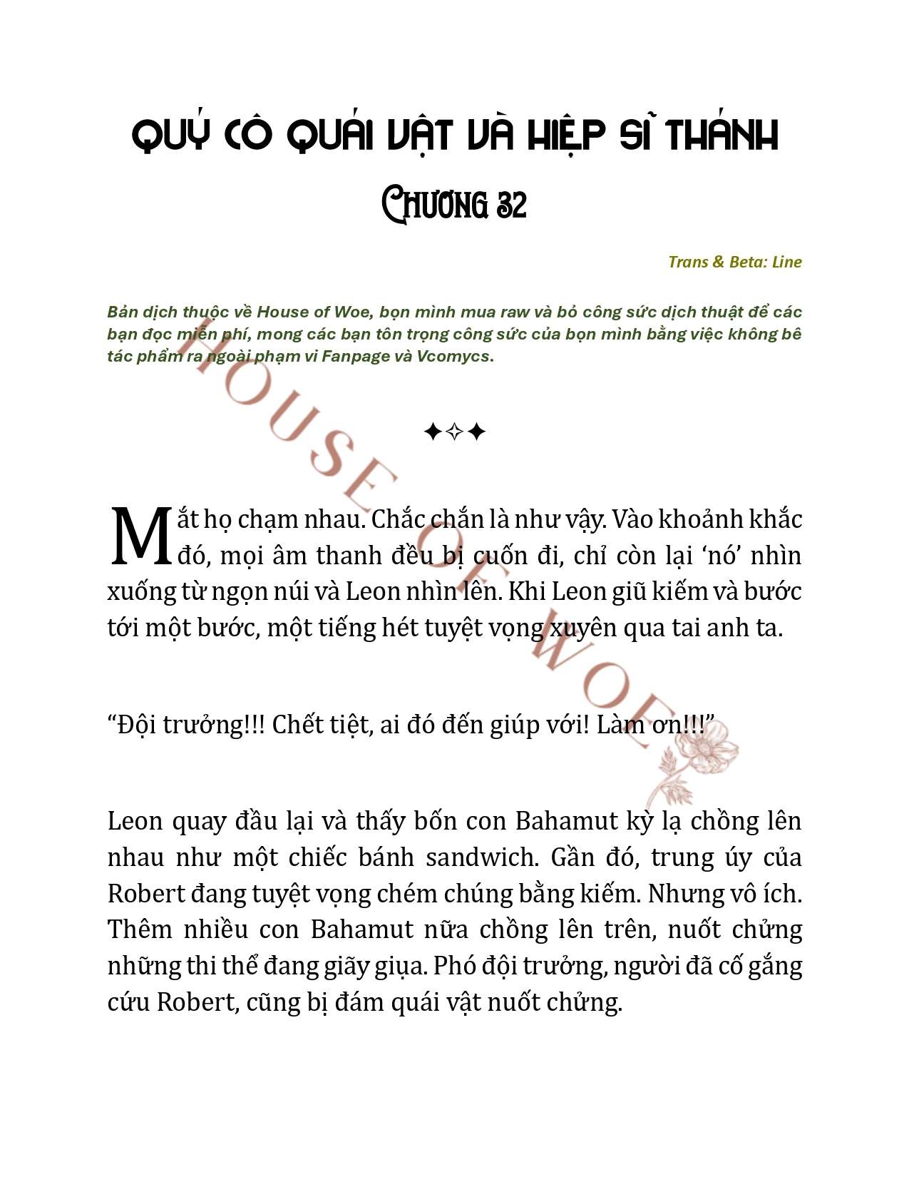 [NOVEL] QUÝ CÔ QUÁI VẬT VÀ HIỆP SĨ THÁNH Chap 32 - Next Chap 33