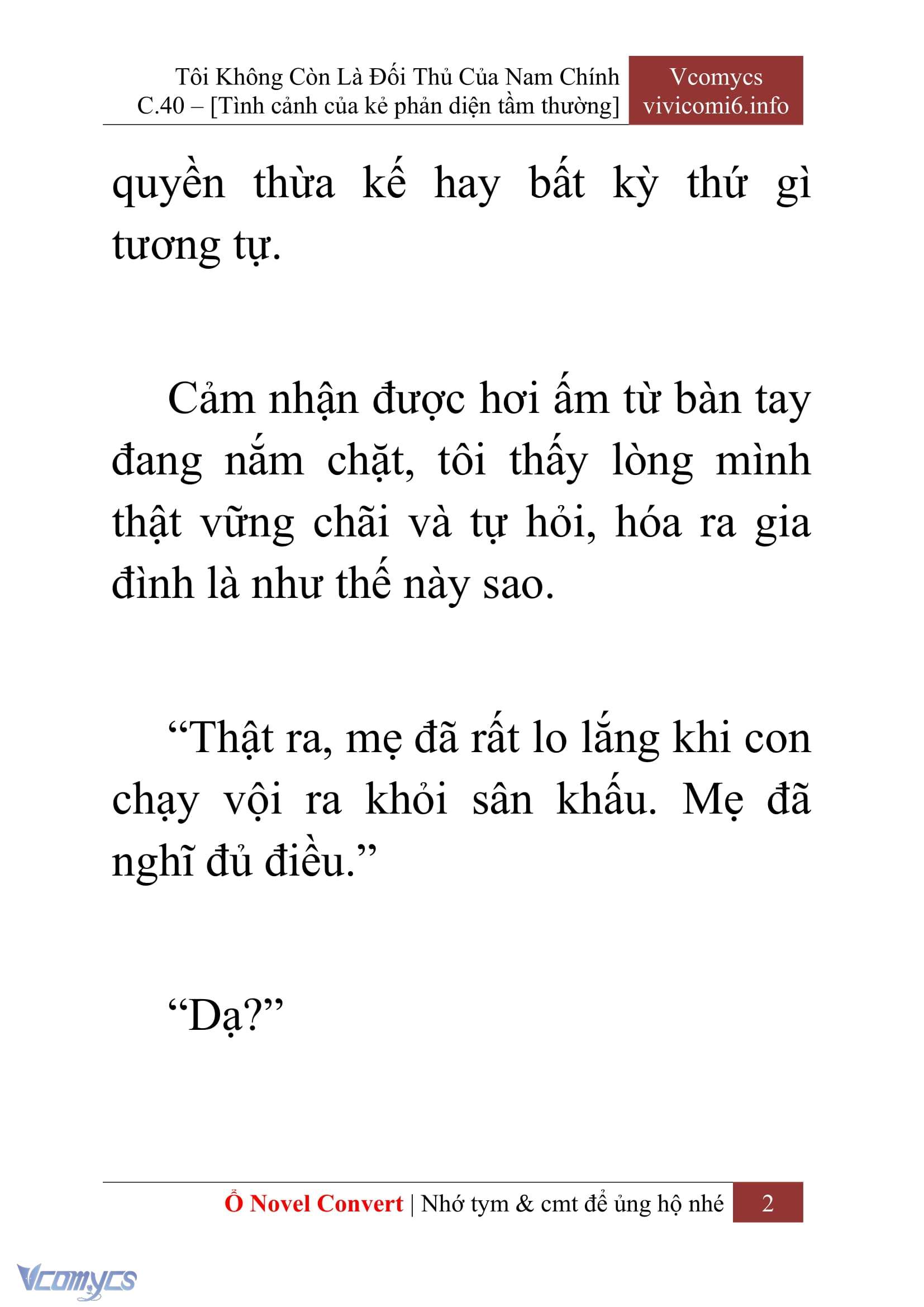 [Novel] Tôi Không Còn Là Đối Thủ Của Nam Chính Chap 40 - Trang 2