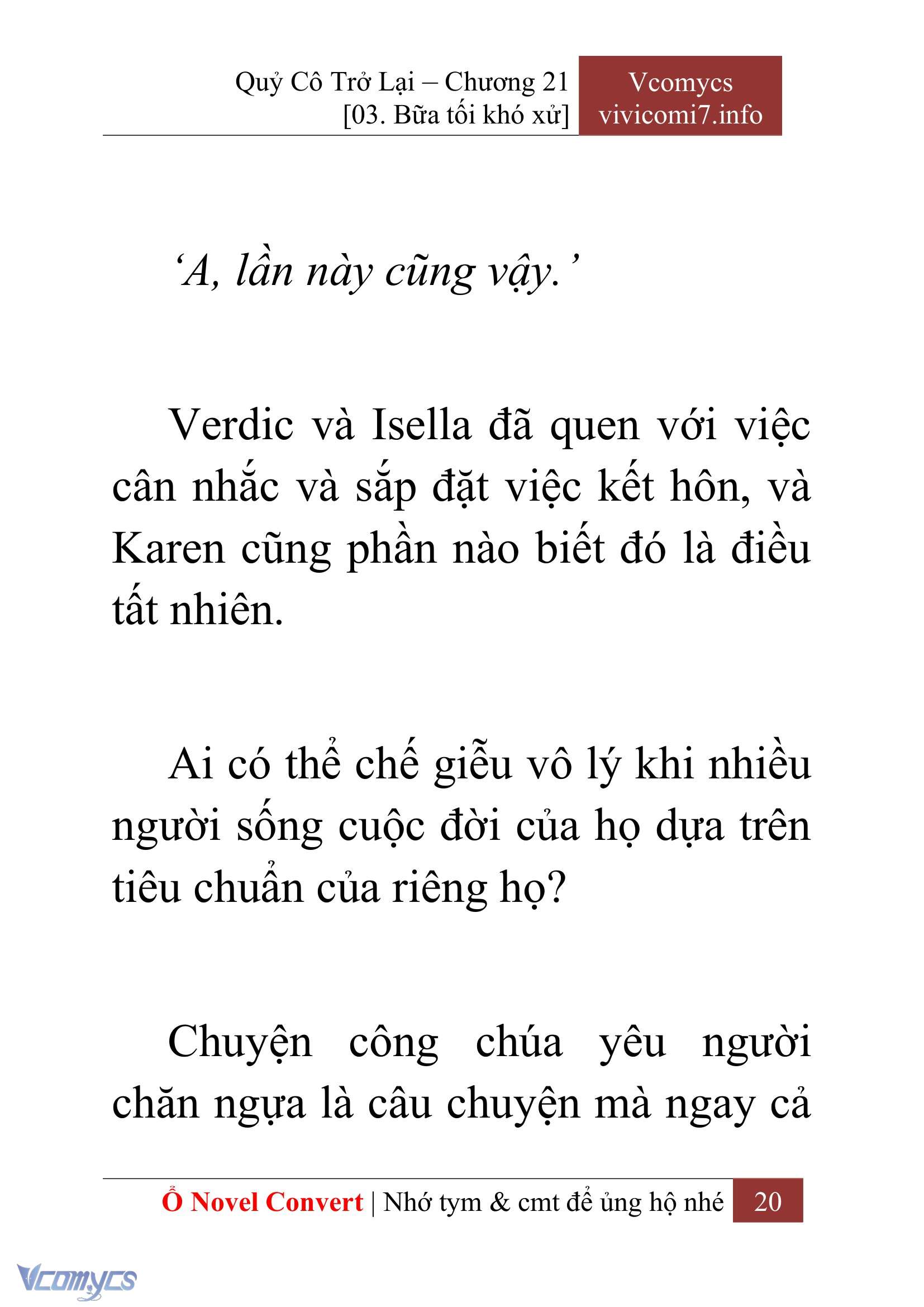 [Novel] Quý Cô Trở Lại Chap 21 - Next Chap 22