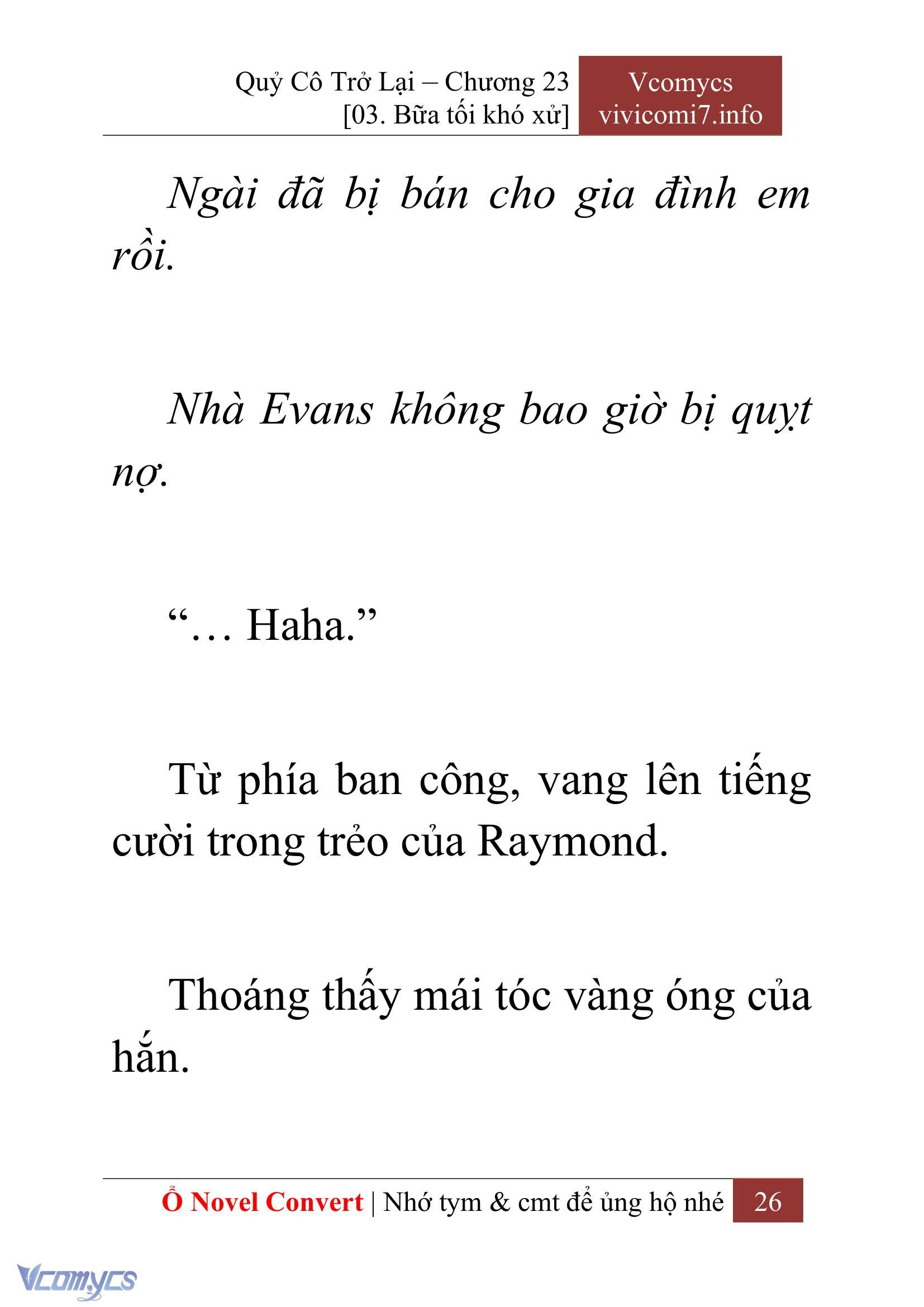 [Novel] Quý Cô Trở Lại Chap 23 - Next Chap 24