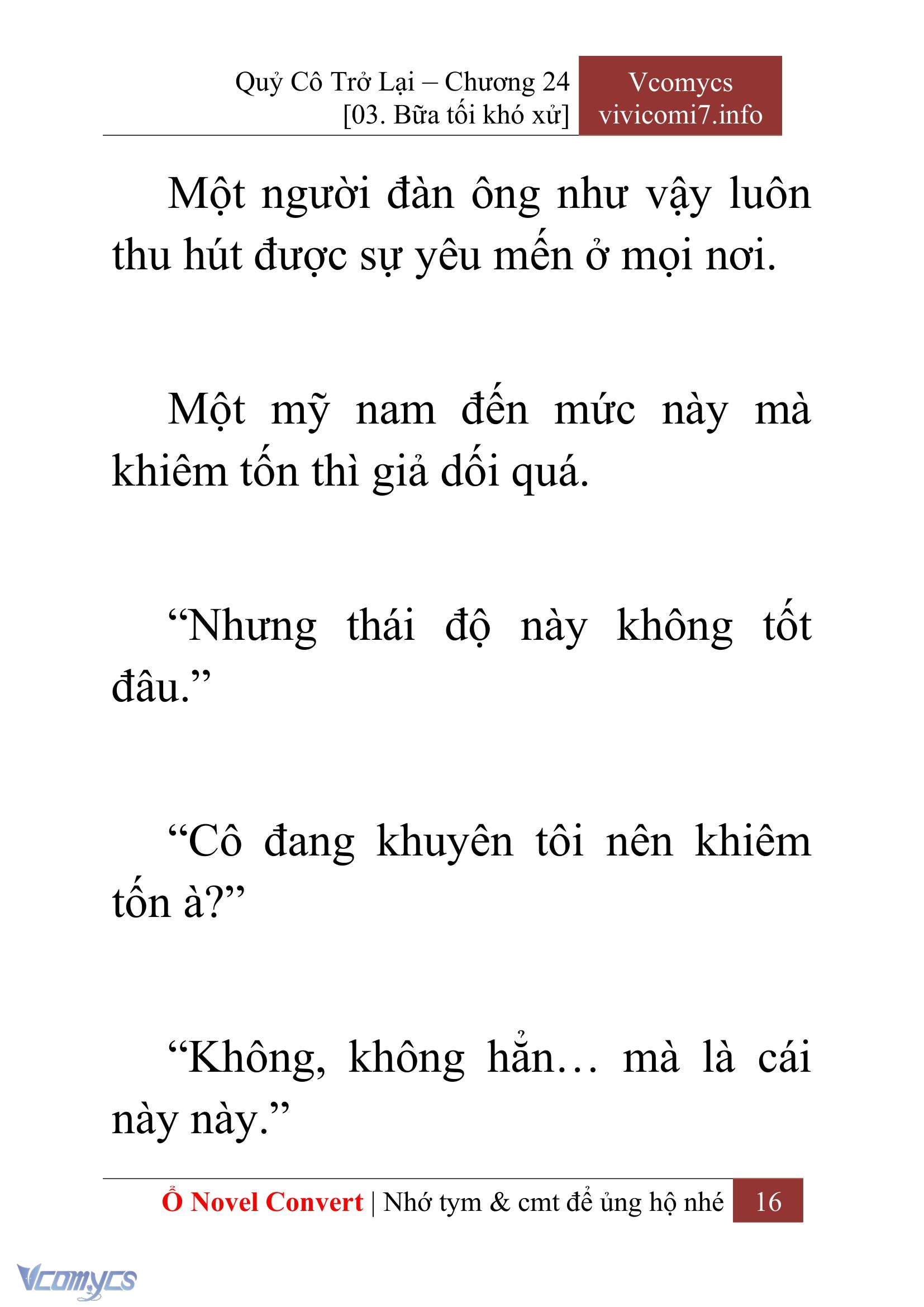 [Novel] Quý Cô Trở Lại Chap 24 - Next 