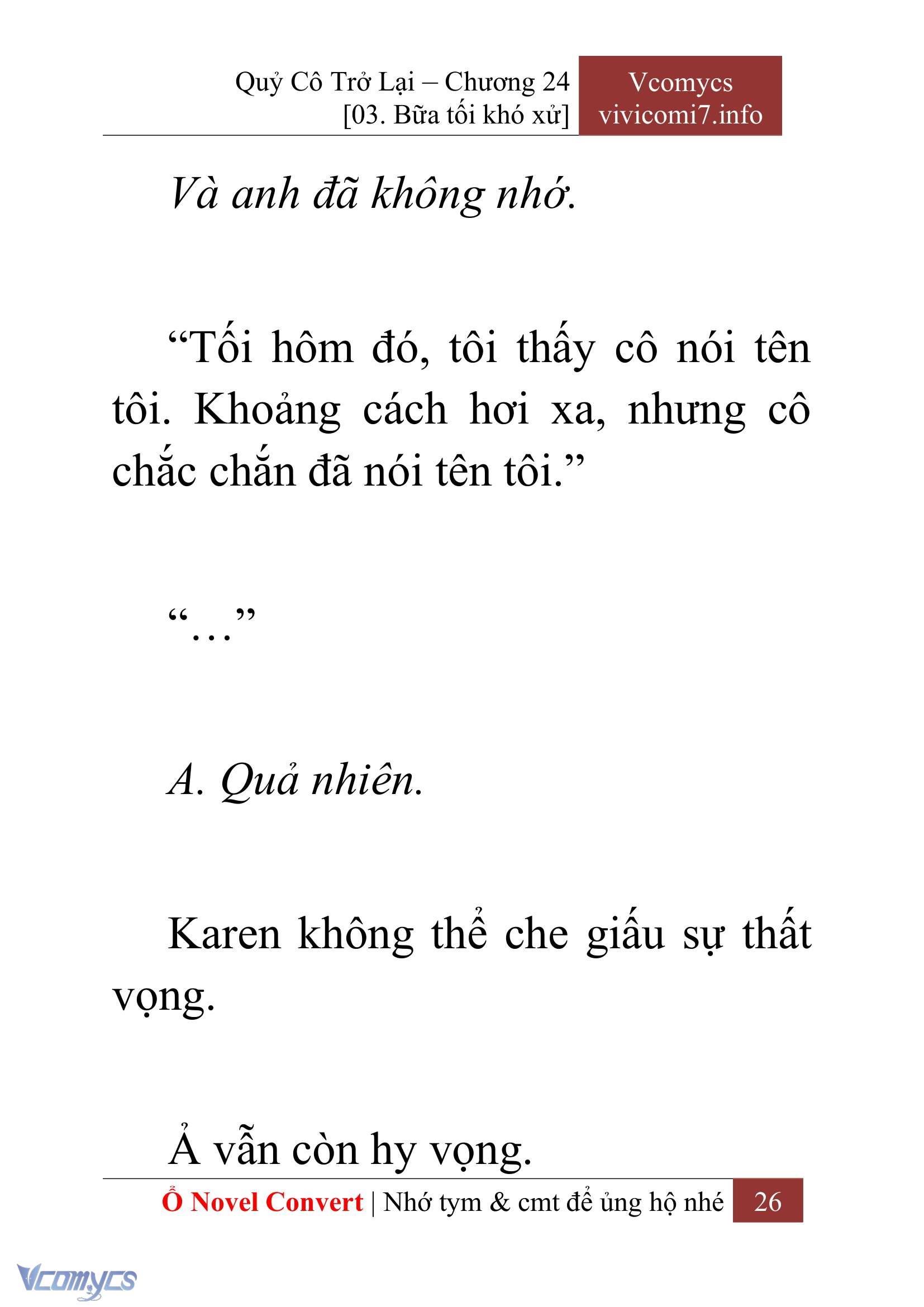 [Novel] Quý Cô Trở Lại Chap 24 - Next 
