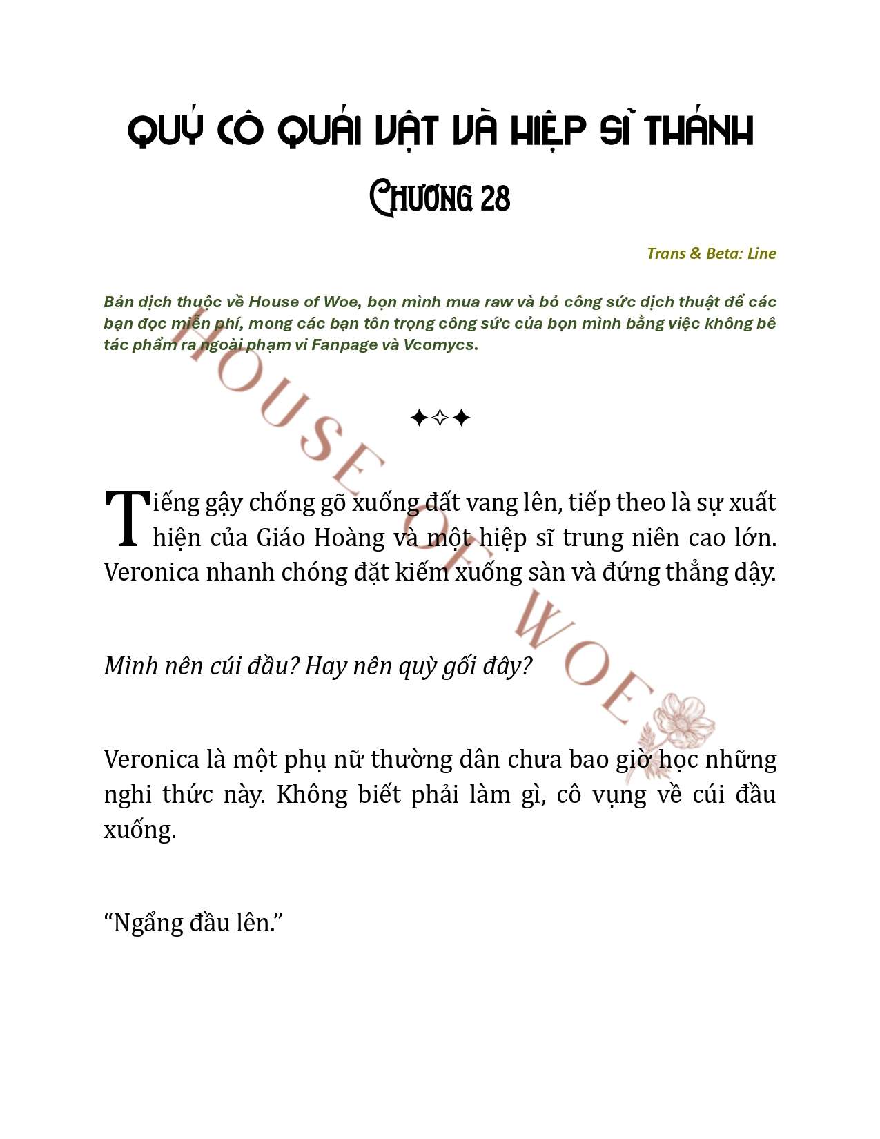 [NOVEL] QUÝ CÔ QUÁI VẬT VÀ HIỆP SĨ THÁNH Chap 28 - Next Chap 29
