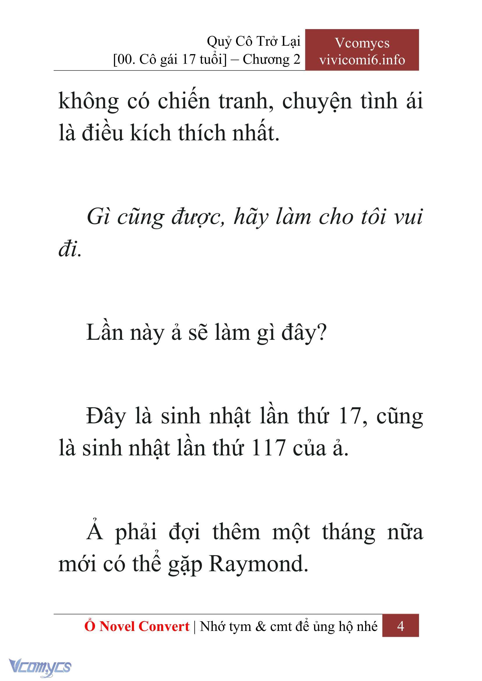 [Novel] Quý Cô Trở Lại Chap 2 - Trang 2
