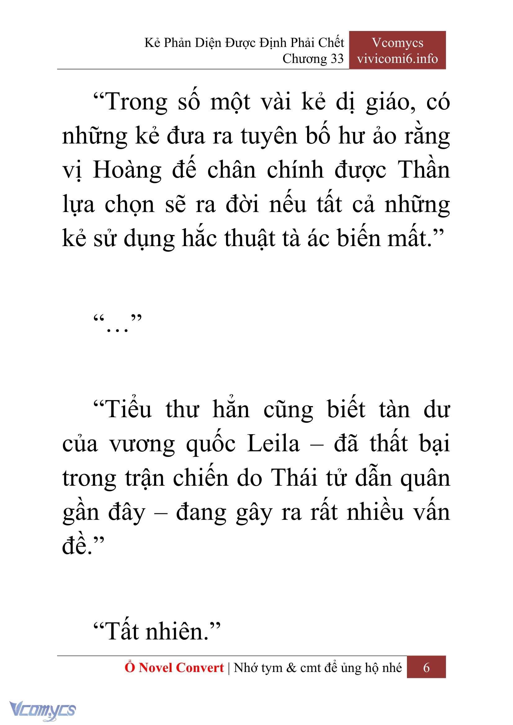 [Novel] Kẻ Phản Diện Được Định Phải Chết Chap 33 - Next 