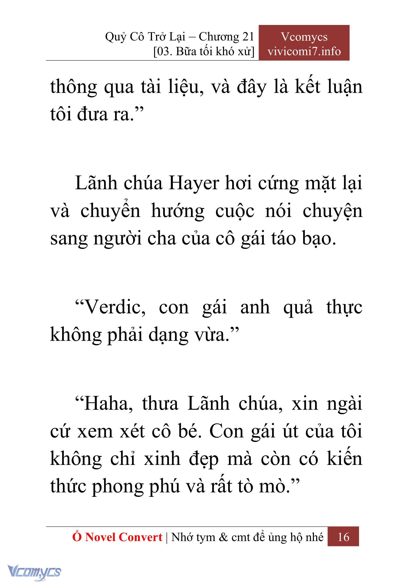 [Novel] Quý Cô Trở Lại Chap 21 - Next Chap 22
