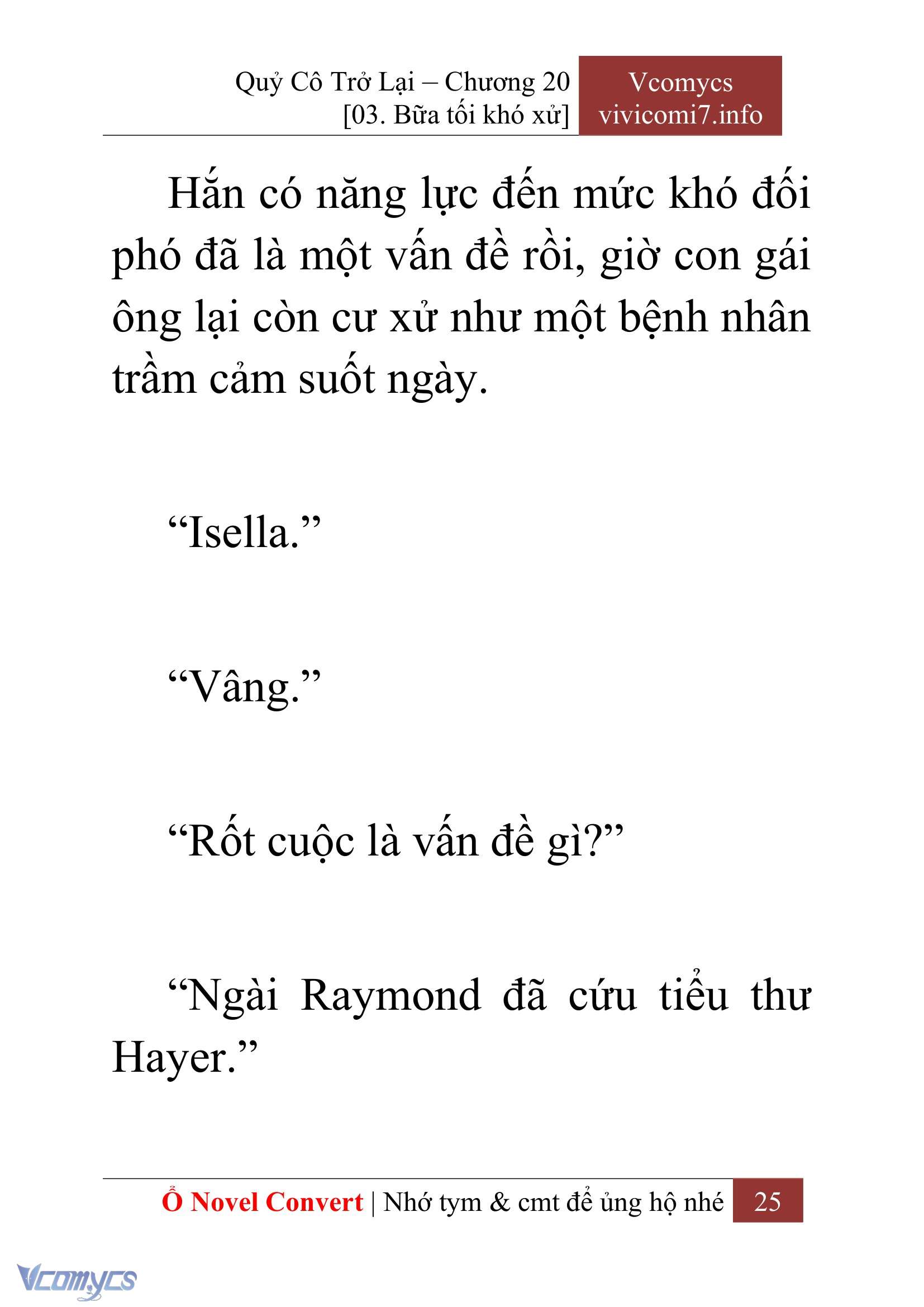 [Novel] Quý Cô Trở Lại Chap 20 - Next Chap 21