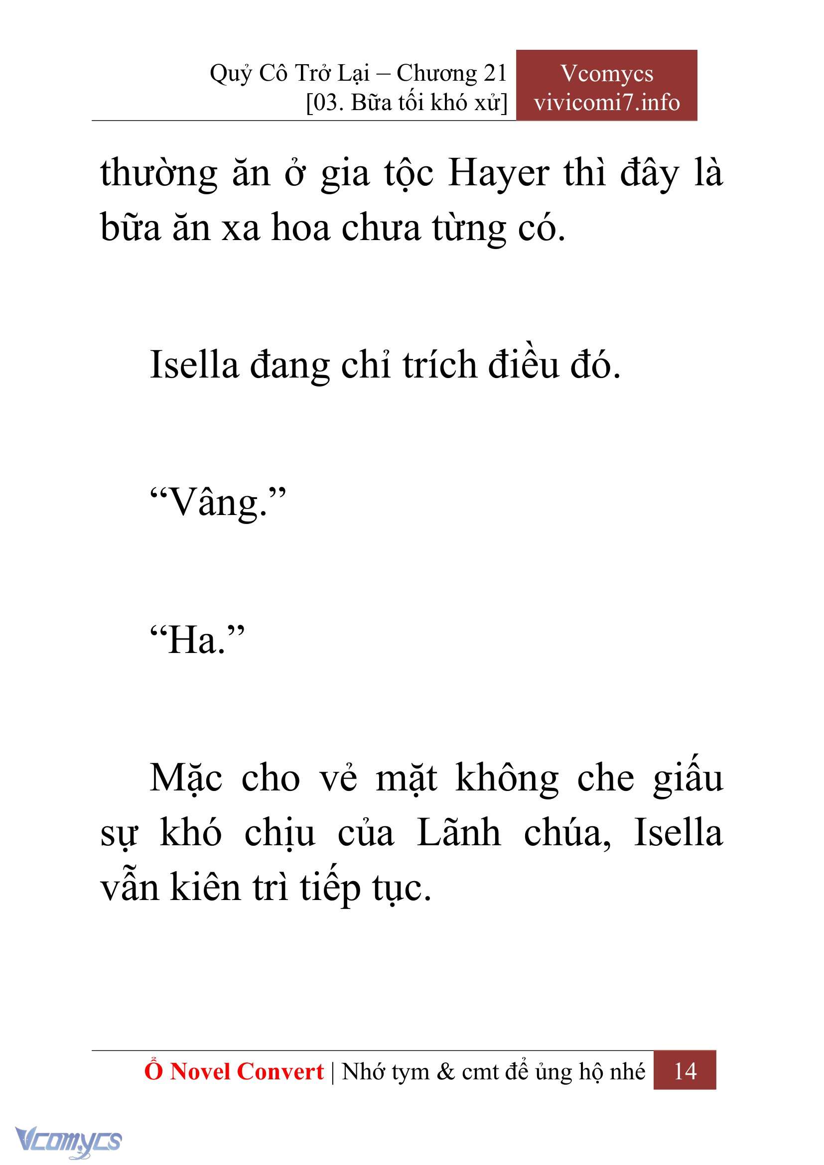 [Novel] Quý Cô Trở Lại Chap 21 - Next Chap 22