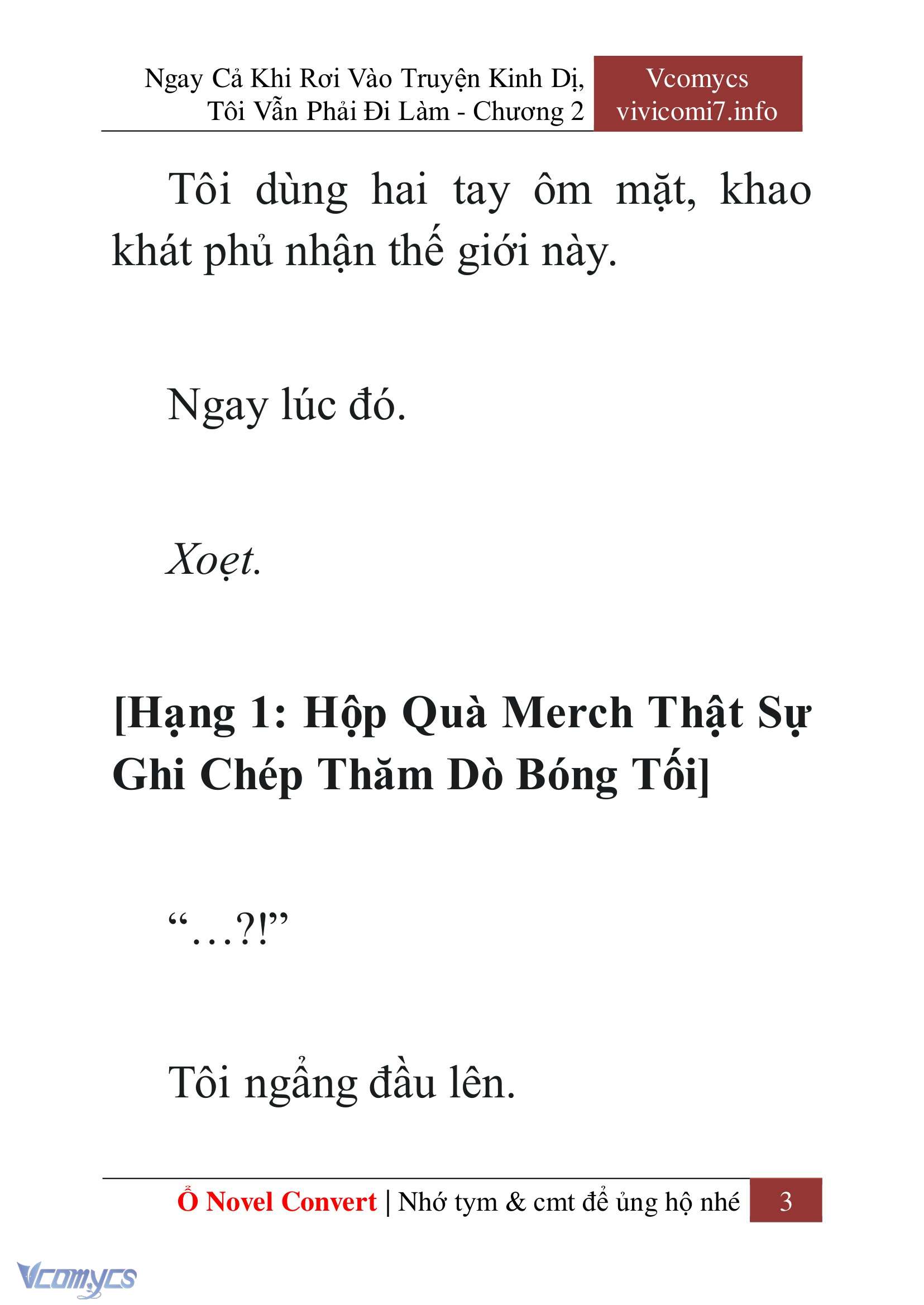 [Novel] Ngay Cả Khi Rơi Vào Truyện Kinh Dị, Tôi Vẫn Phải Đi Làm Chap 2 - Next 