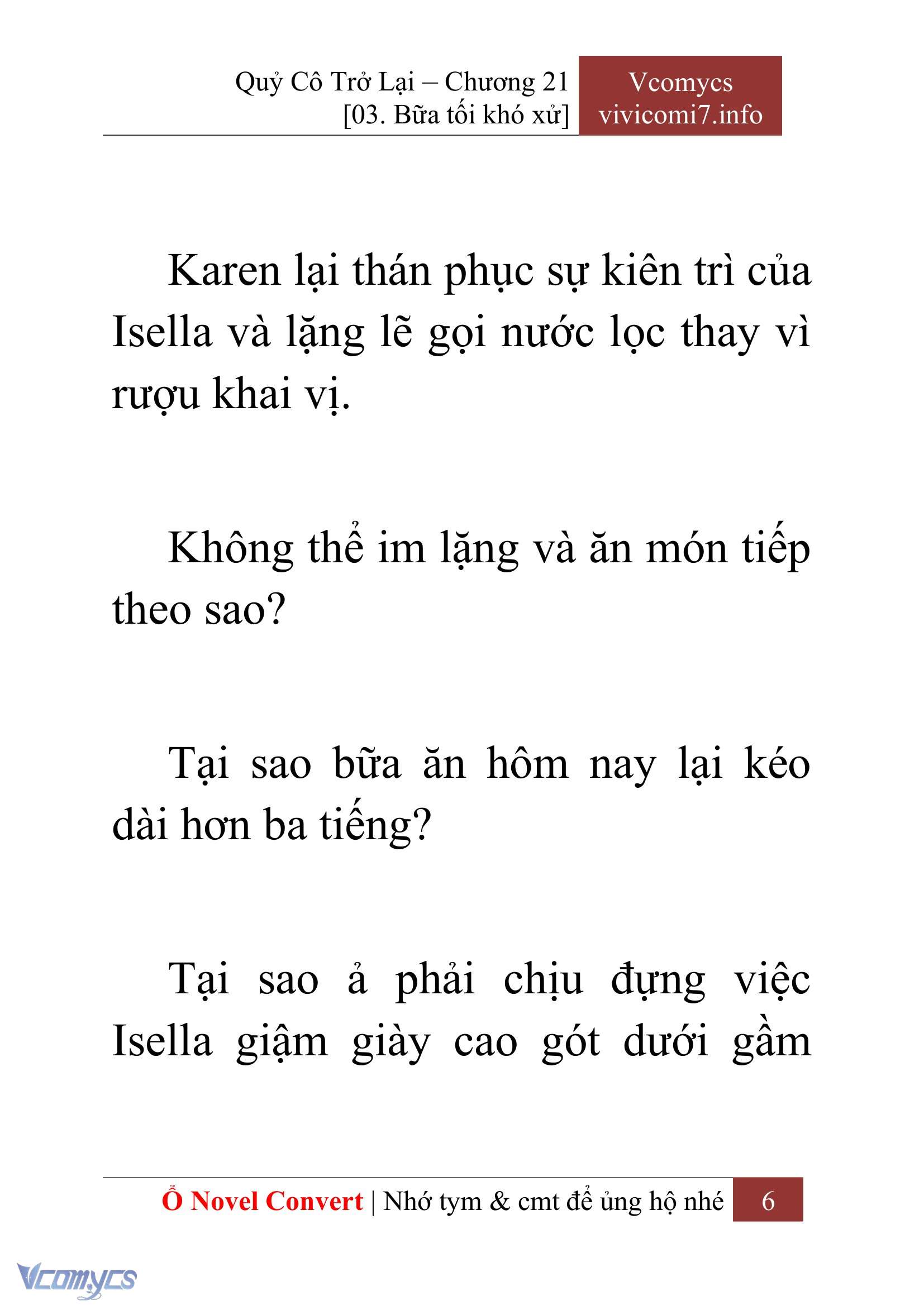[Novel] Quý Cô Trở Lại Chap 21 - Next Chap 22
