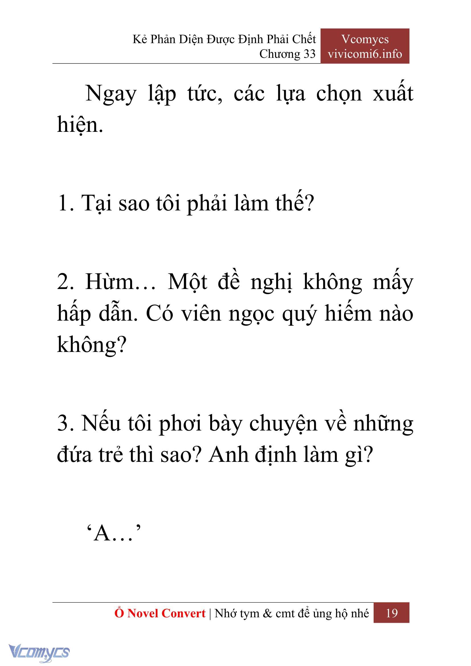 [Novel] Kẻ Phản Diện Được Định Phải Chết Chap 33 - Next 