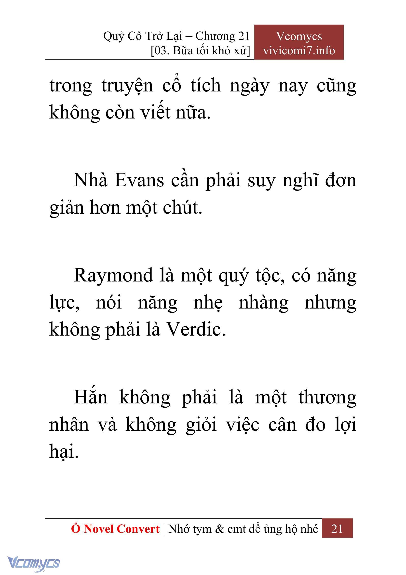 [Novel] Quý Cô Trở Lại Chap 21 - Next Chap 22