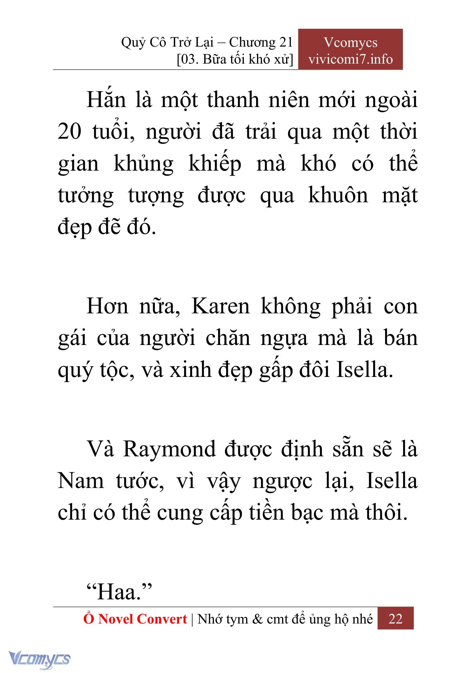 [Novel] Quý Cô Trở Lại Chap 21 - Next Chap 22