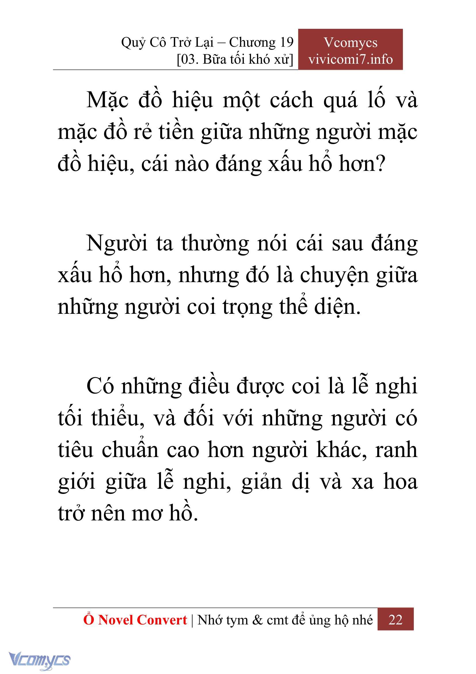 [Novel] Quý Cô Trở Lại Chap 19 - Next Chap 20