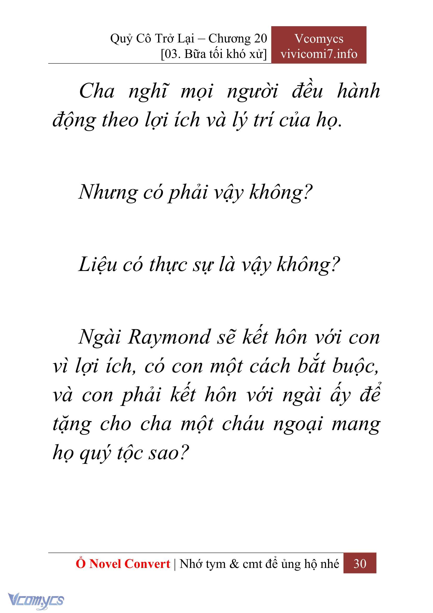 [Novel] Quý Cô Trở Lại Chap 20 - Next Chap 21