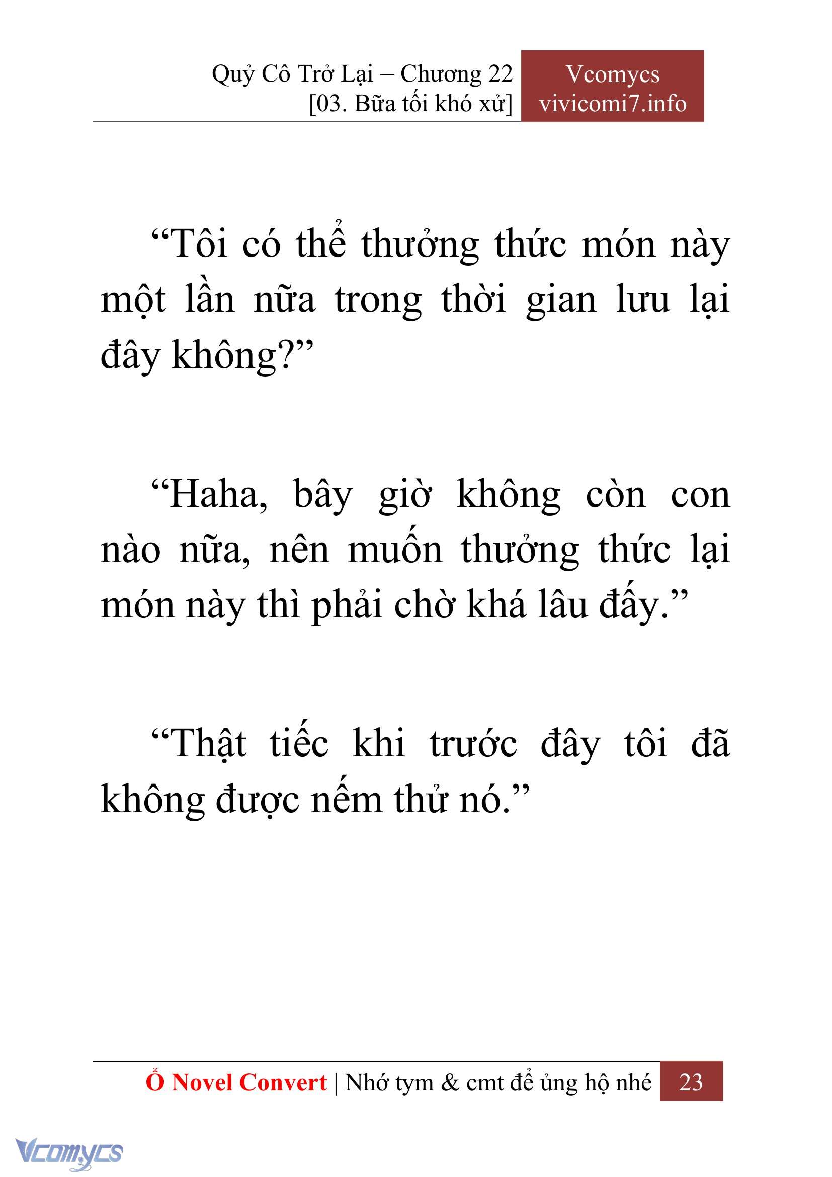 [Novel] Quý Cô Trở Lại Chap 22 - Next Chap 23