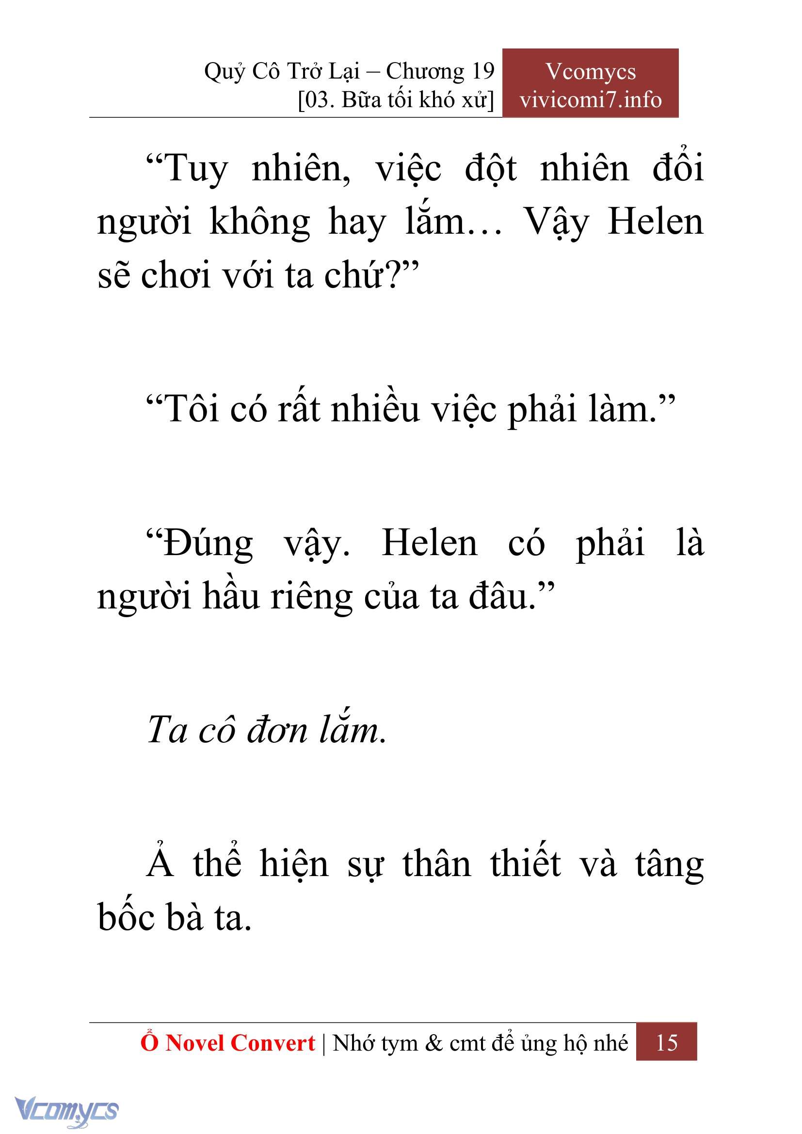 [Novel] Quý Cô Trở Lại Chap 19 - Next Chap 20