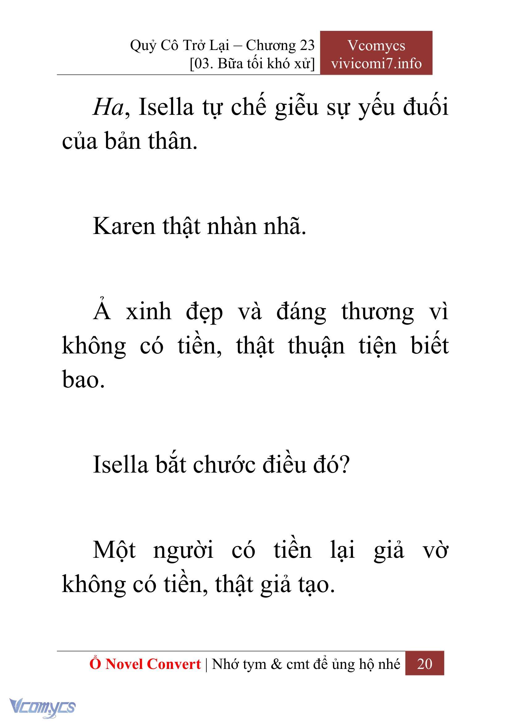 [Novel] Quý Cô Trở Lại Chap 23 - Next Chap 24