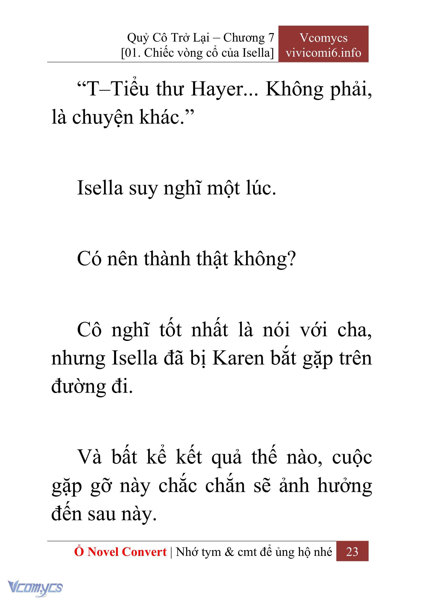 [Novel] Quý Cô Trở Lại Chap 7 - Trang 2