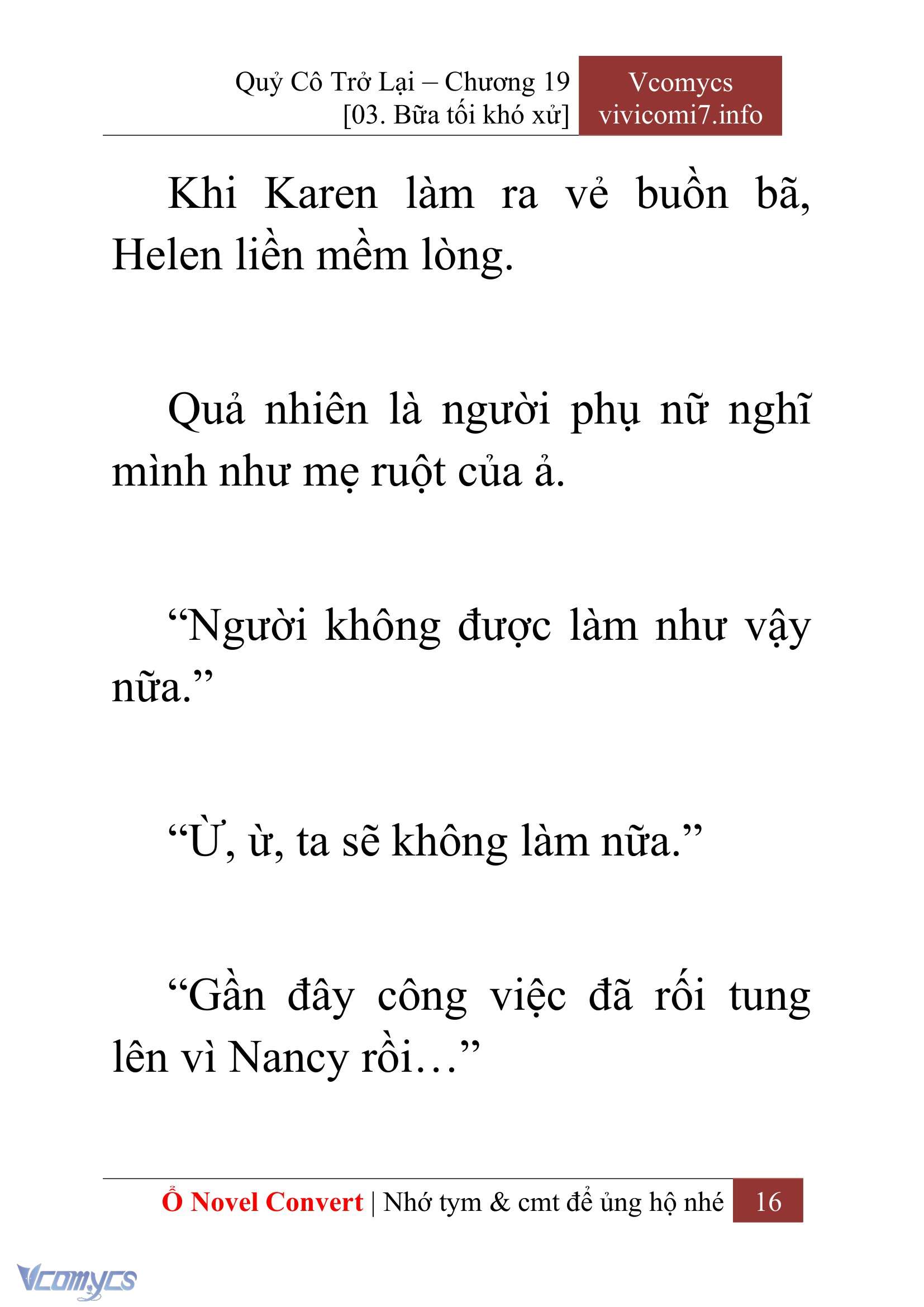 [Novel] Quý Cô Trở Lại Chap 19 - Next Chap 20