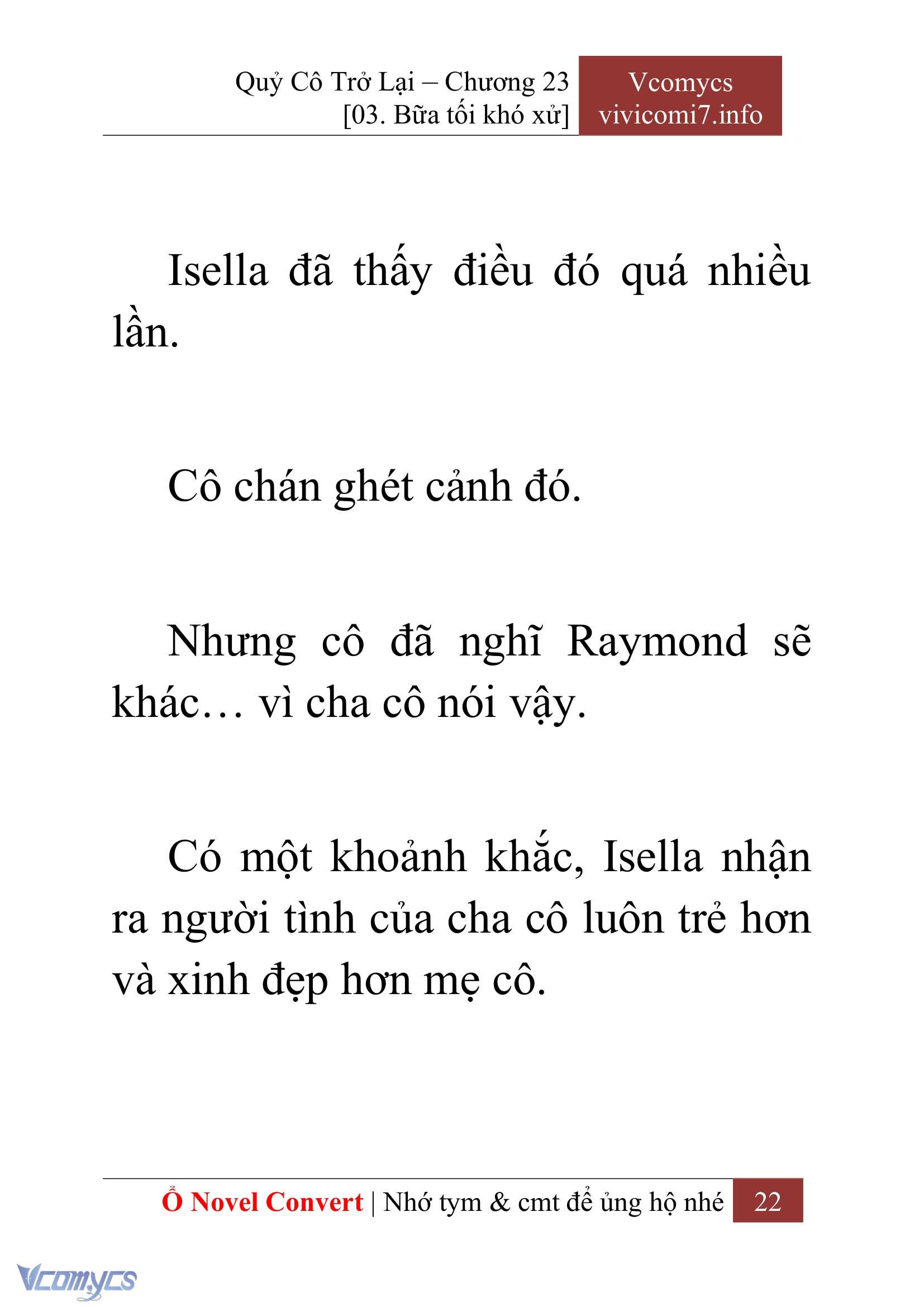 [Novel] Quý Cô Trở Lại Chap 23 - Next Chap 24