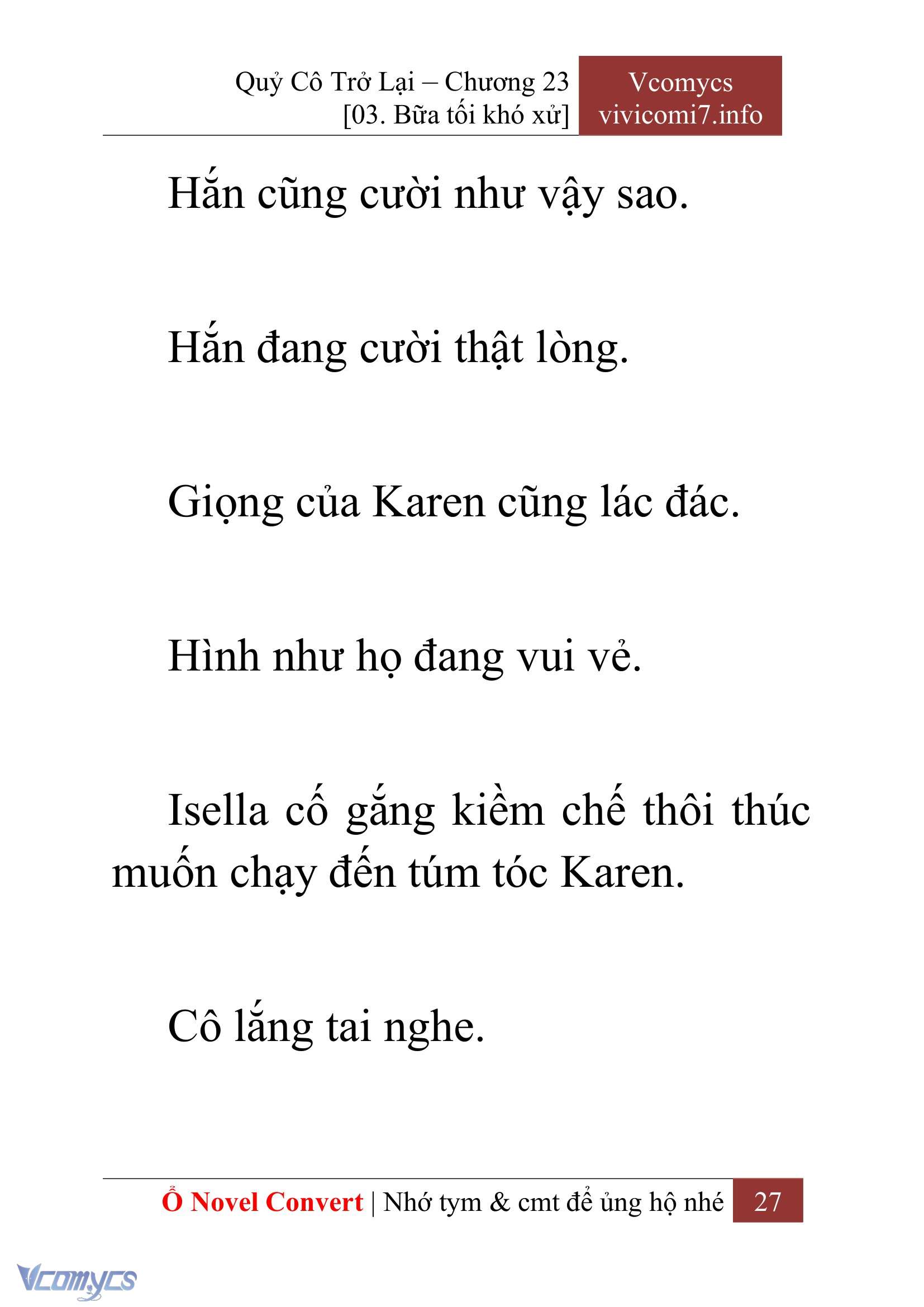 [Novel] Quý Cô Trở Lại Chap 23 - Next Chap 24