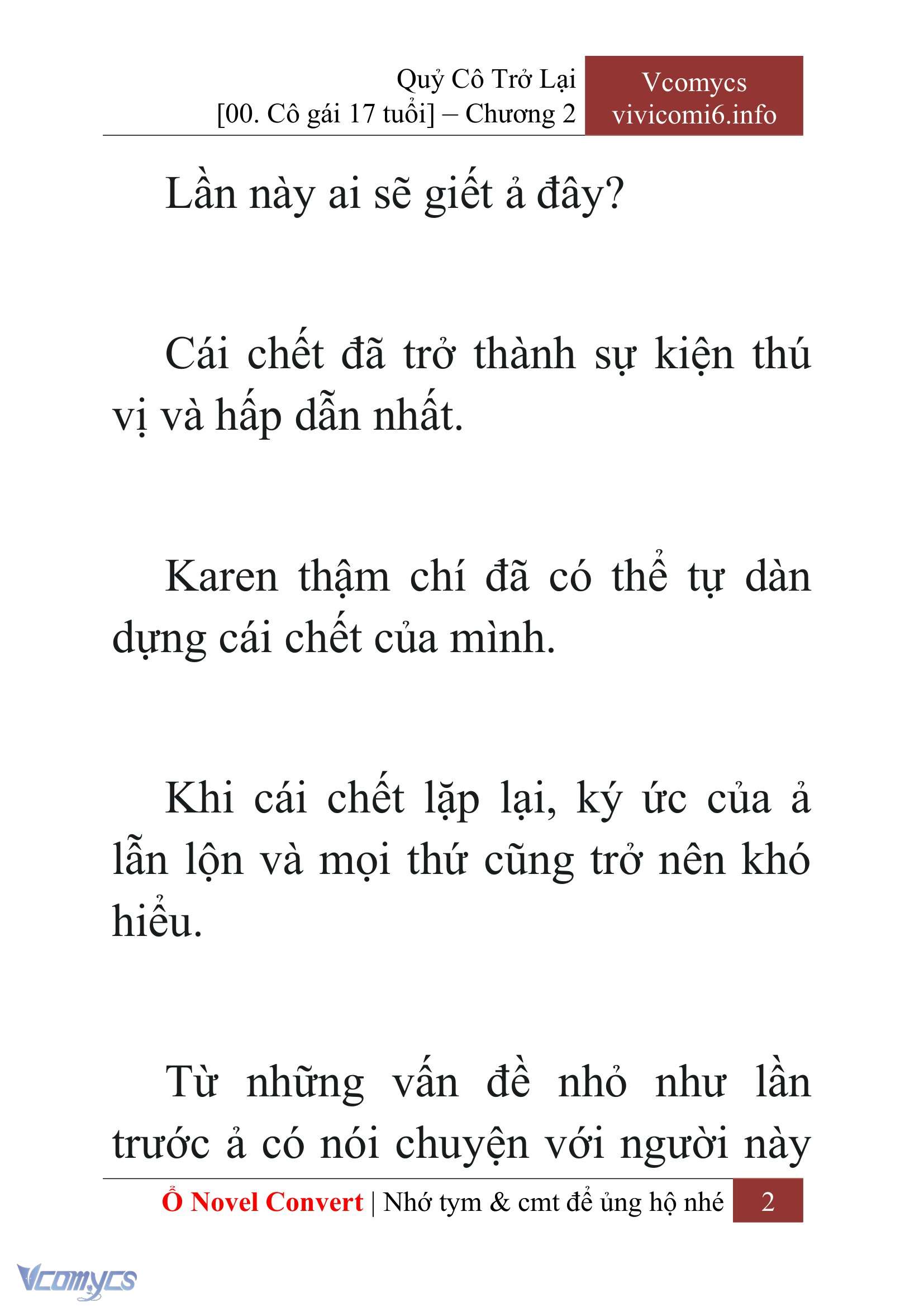 [Novel] Quý Cô Trở Lại Chap 2 - Trang 2