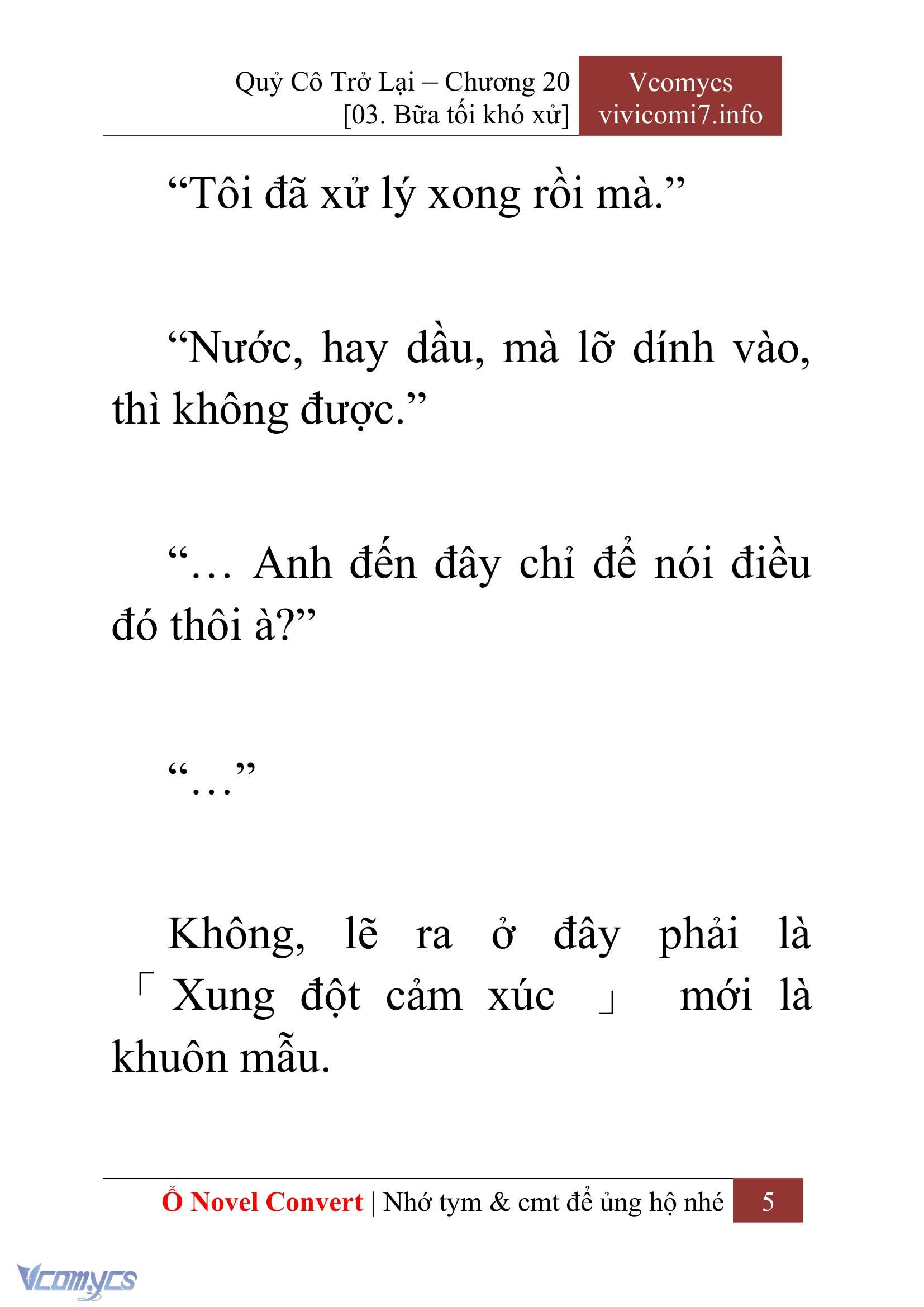 [Novel] Quý Cô Trở Lại Chap 20 - Next Chap 21
