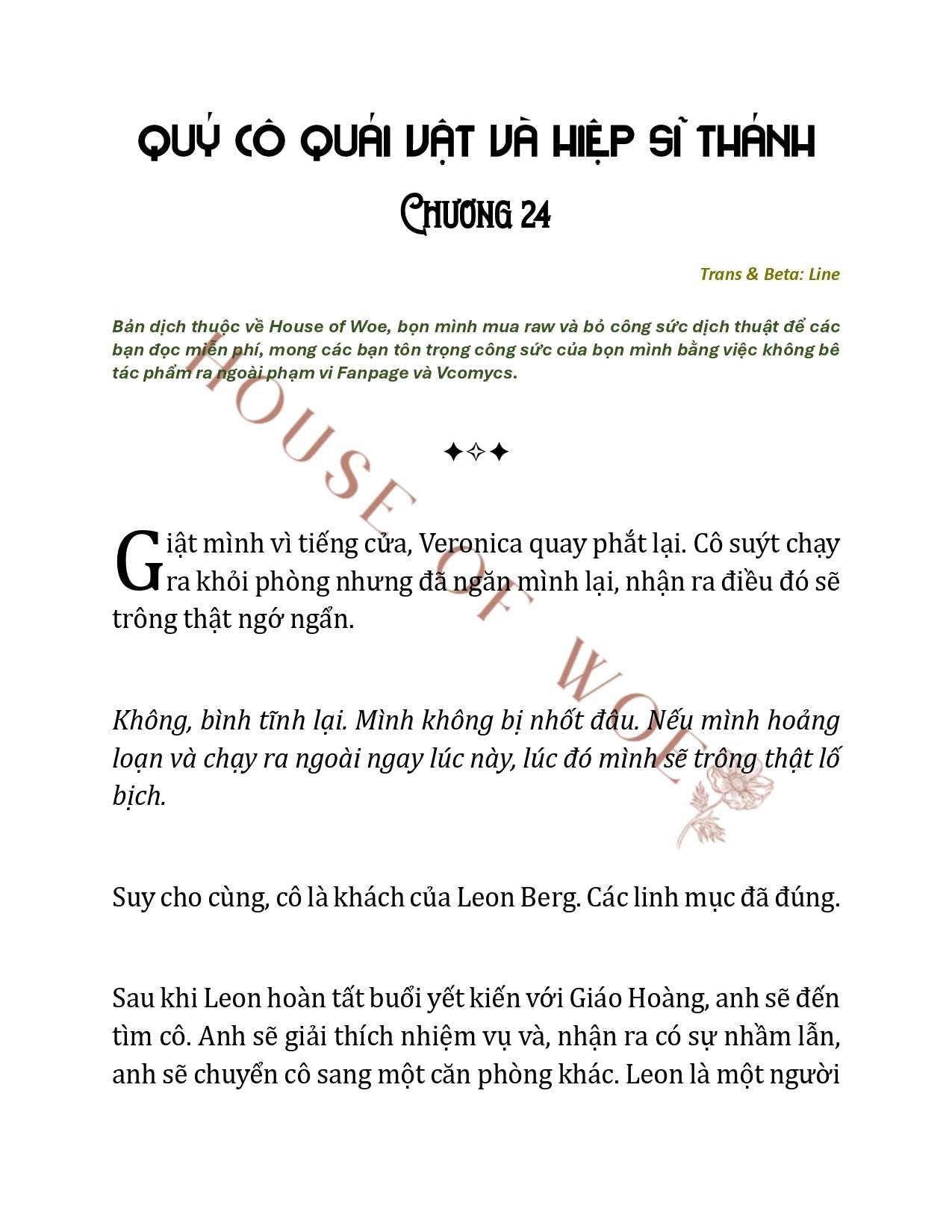 [NOVEL] QUÝ CÔ QUÁI VẬT VÀ HIỆP SĨ THÁNH Chap 24 - Next Chap 25
